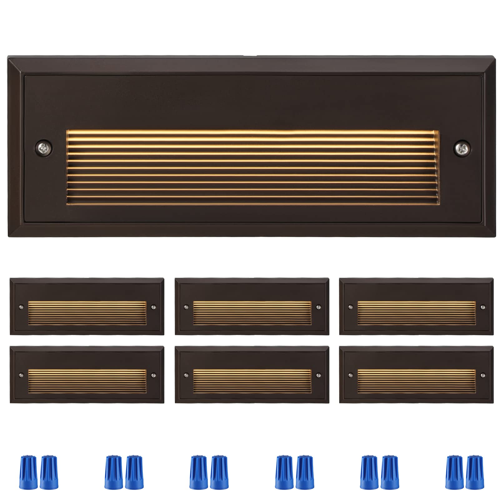 LEONLITE Low Voltage LED Step Lights, 12V 3.5W, Aluminum, 9 Inch, IP65, Oil Rubbed Bronze, Pack of 6, Model 992