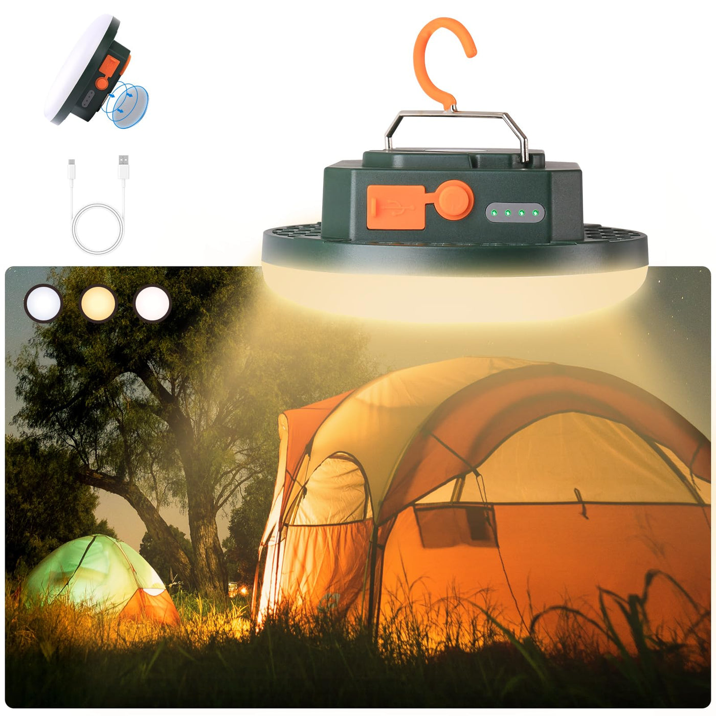 Camping Pop up Tent Light for Hanging, LED Rechargeable Portable Overhead Lantern for Vendor Booths, Waterproof Outdoor Camp Lam