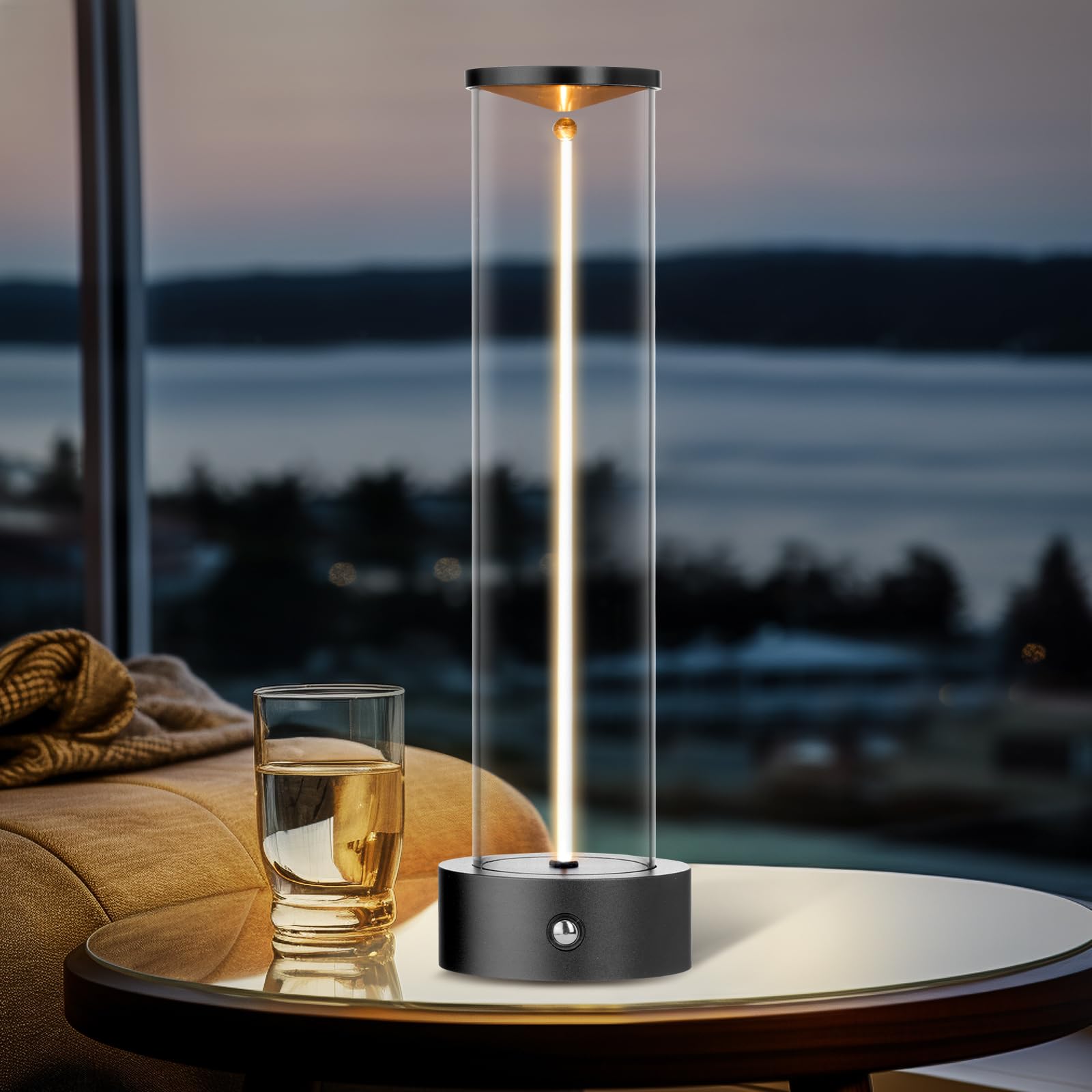 baishezhuan Cordless Portable LED Table Lamp, Rechargeable Battery Operated Desk Lamp with Touch Sensor, Three-Level Dimmable Su
