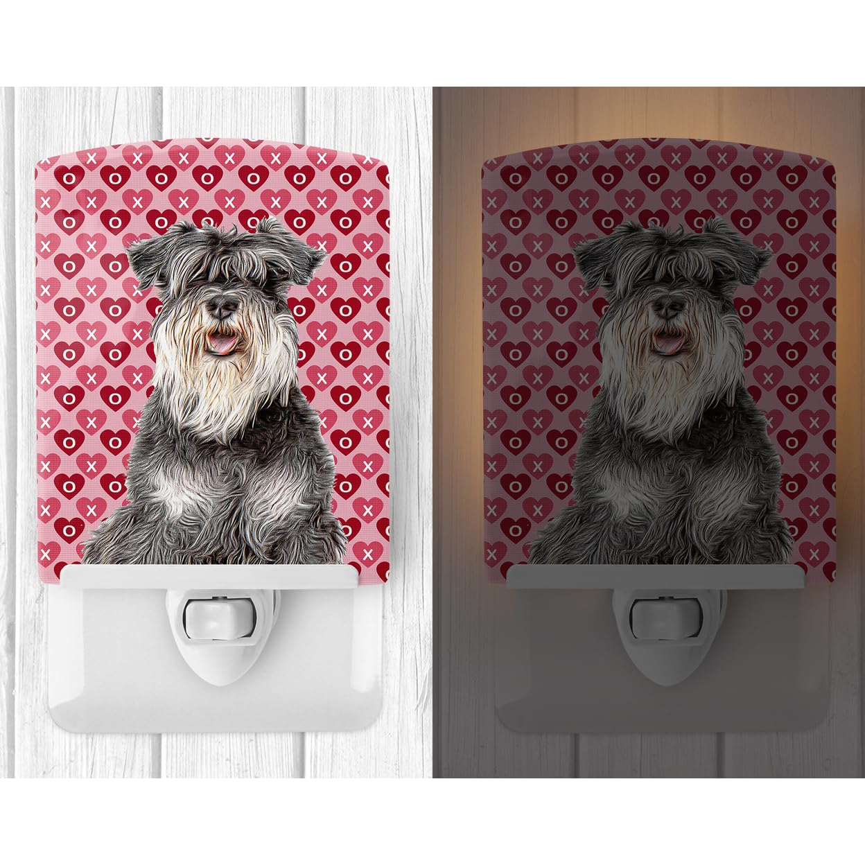 Carolines Treasures Ceramic Night Light, KJ1192CNL, Hearts Love Design, 6x4x3in, Multicolor, UL-Certified for Bedroom, Bathroom, Nursery