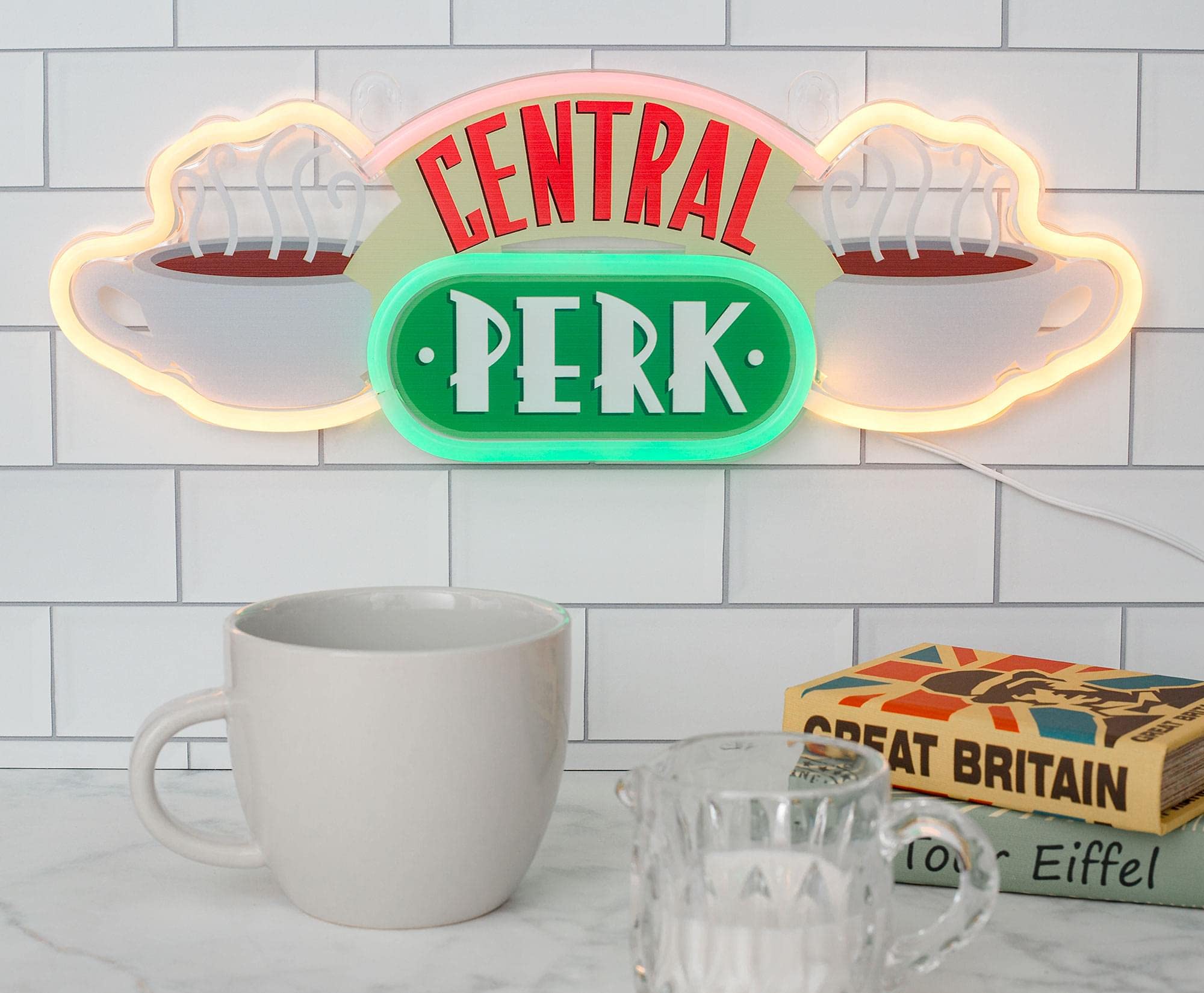 Ukonic Friends Tv Show Central Perk Coffee Shop 16-Inch Neon Light Sign Replica | Official Home Decor Collectible | Hanging Led Wall Light, Trendy Room Essentials