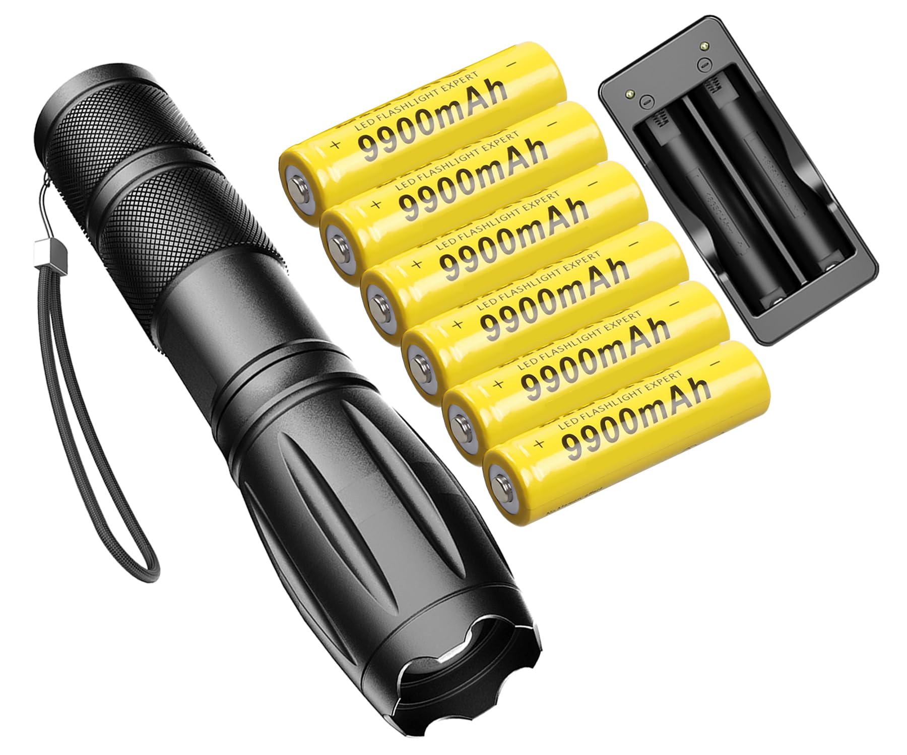 Maxiaeon Led Rechargeable Flashlight Set, Bright 8000 Lumens 18650 Flashlights High Lumens With 5 Modes, Waterproof Flashlights