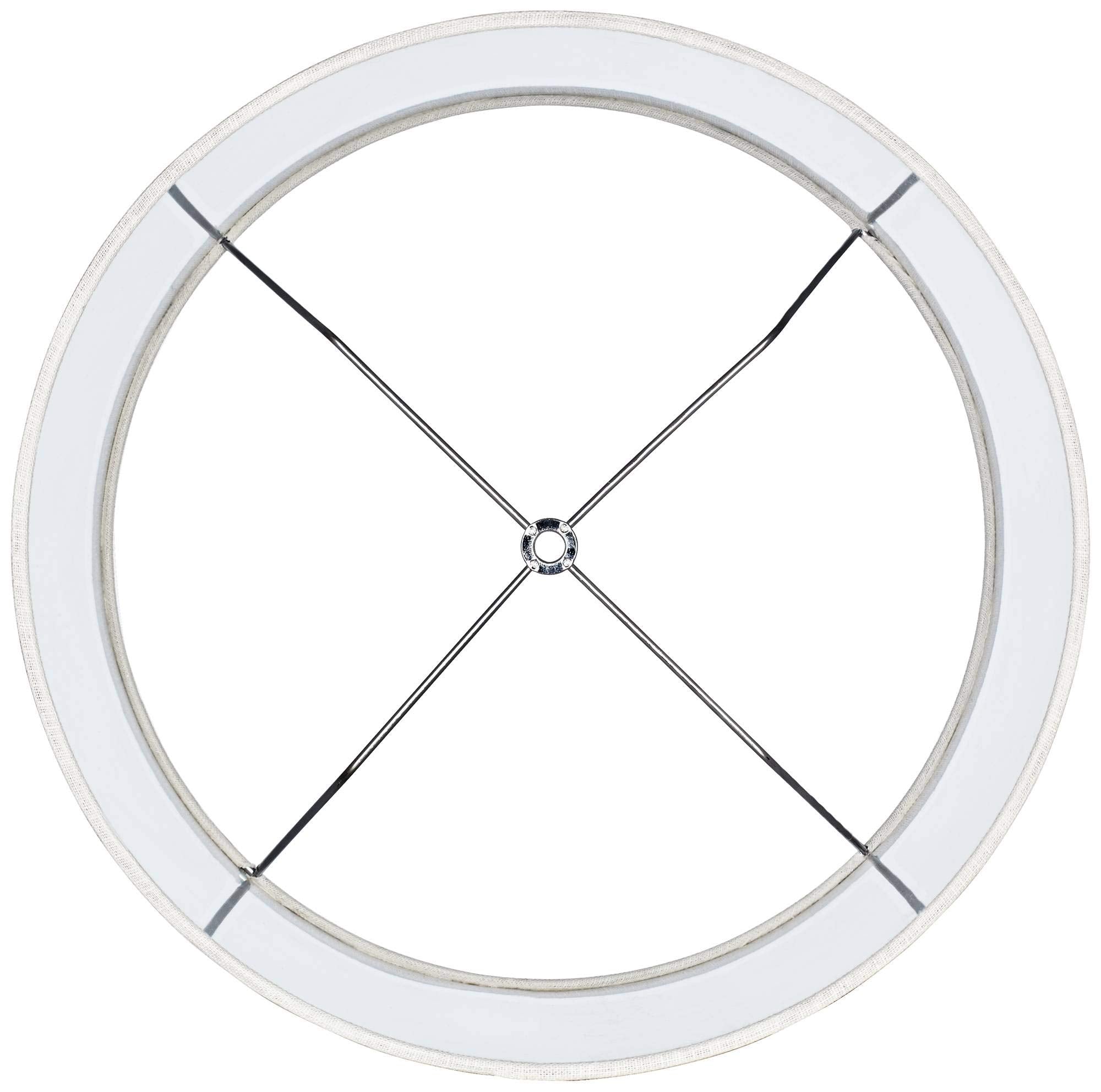 White Tall Linen Medium Drum Lamp Shade 14&quot; Top X 14&quot; Bottom X 15&quot; High (Spider) Fully Assembled Replacement With Harp And Finial For Table Lamps - Springcrest