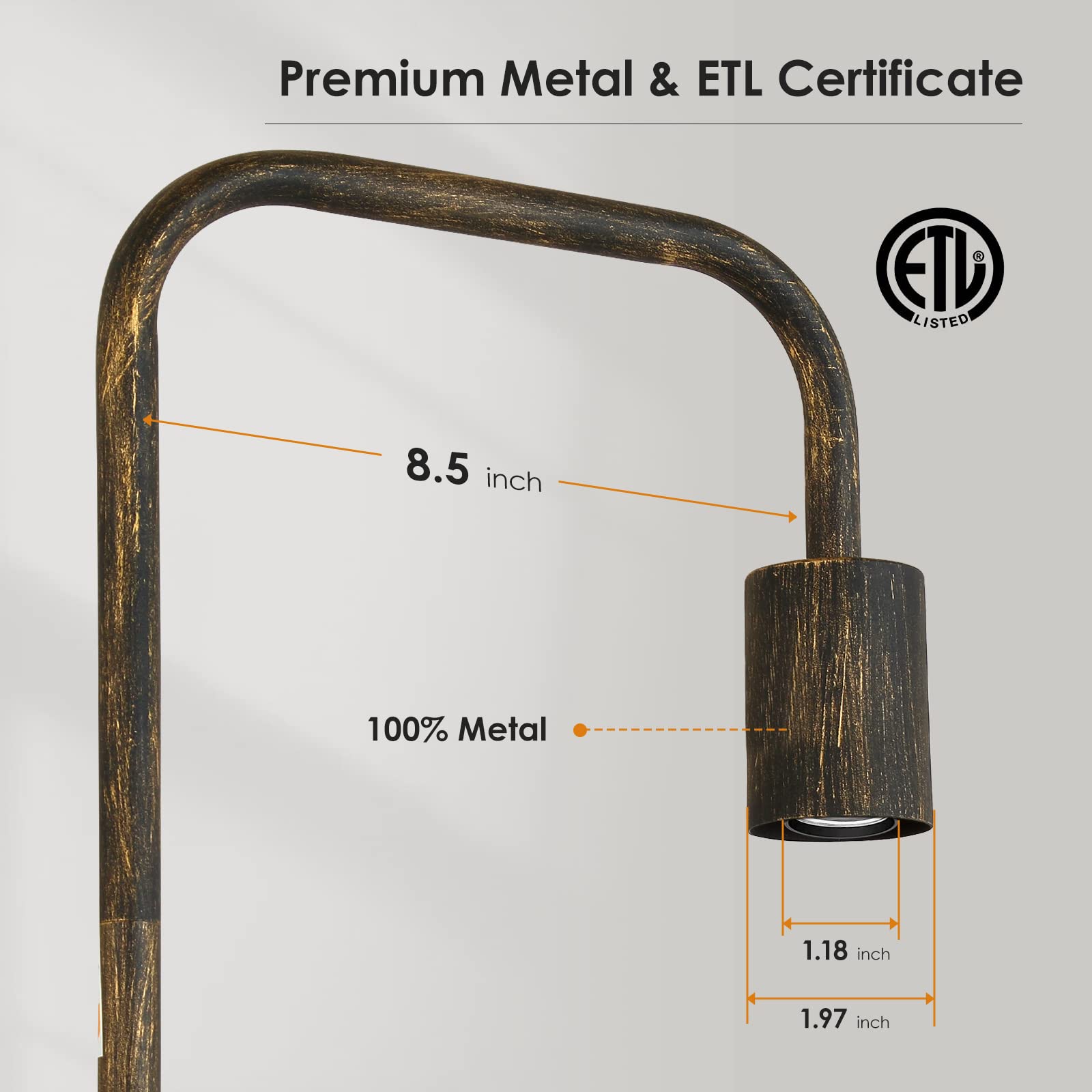 Boostarea Floor Lamp, Bronze Industrial Floor Lamp, 63 Inch Antique Standing Lamp, E26 Socket, Whole Metal, Etl Listed, Modern S