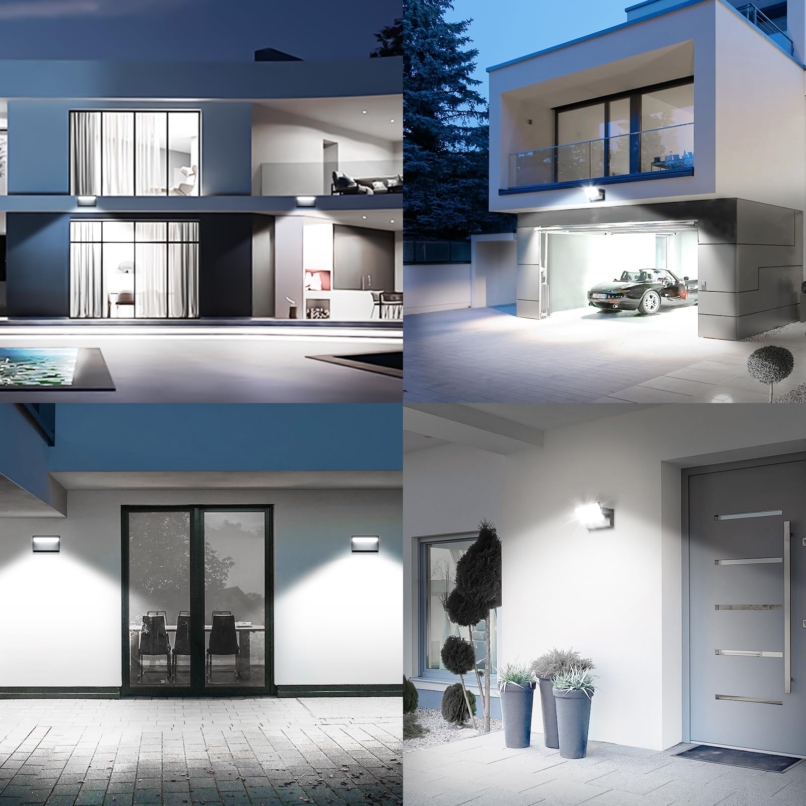 Tomourd 40W LED Wall Light, 4000LM, IP66 Waterproof, Adjustable Head, Black, 4 Pack, Model KY1360D