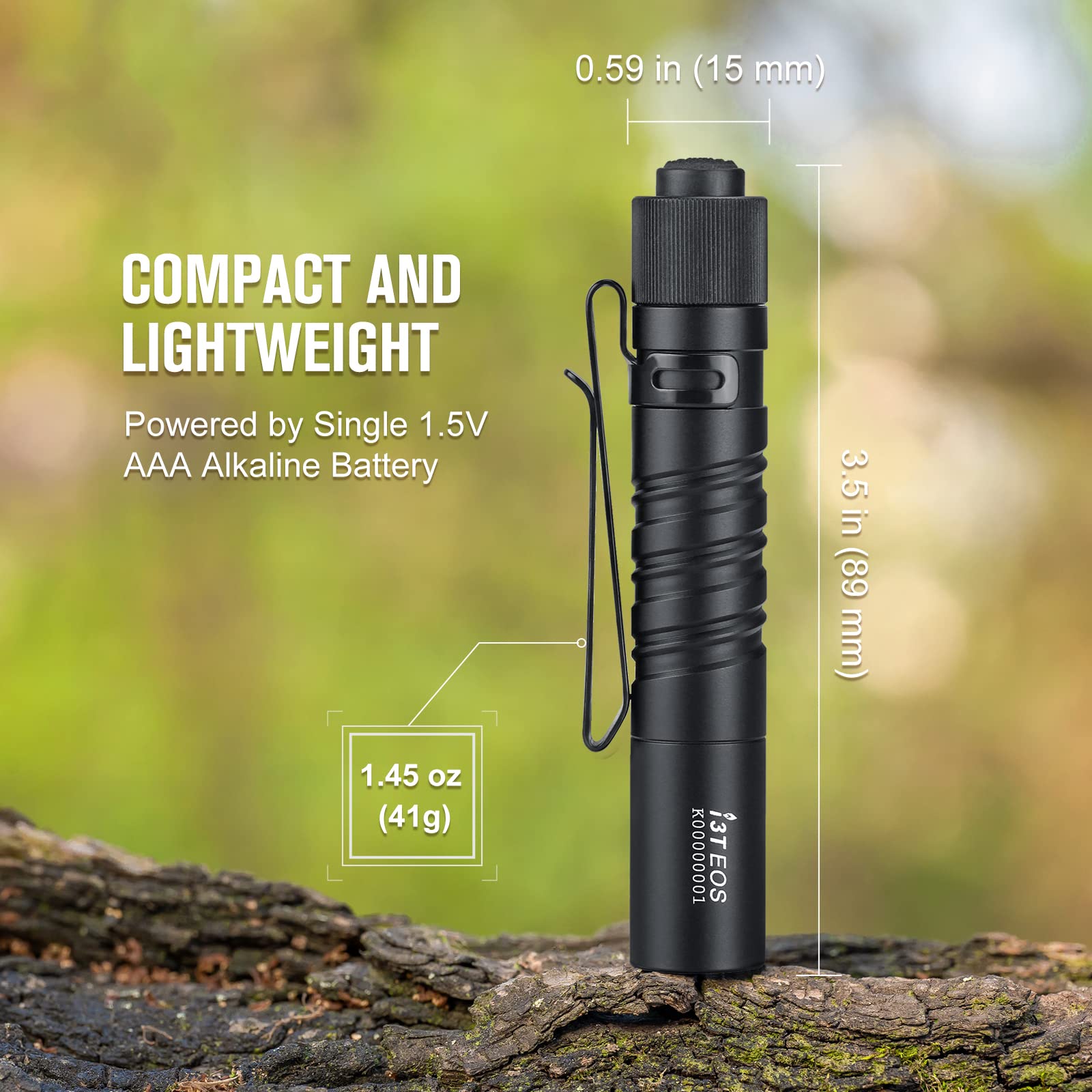 OLIGHT I3T EOS Flashlight, 180 Lumens, Dual-Output, Aluminum, Black