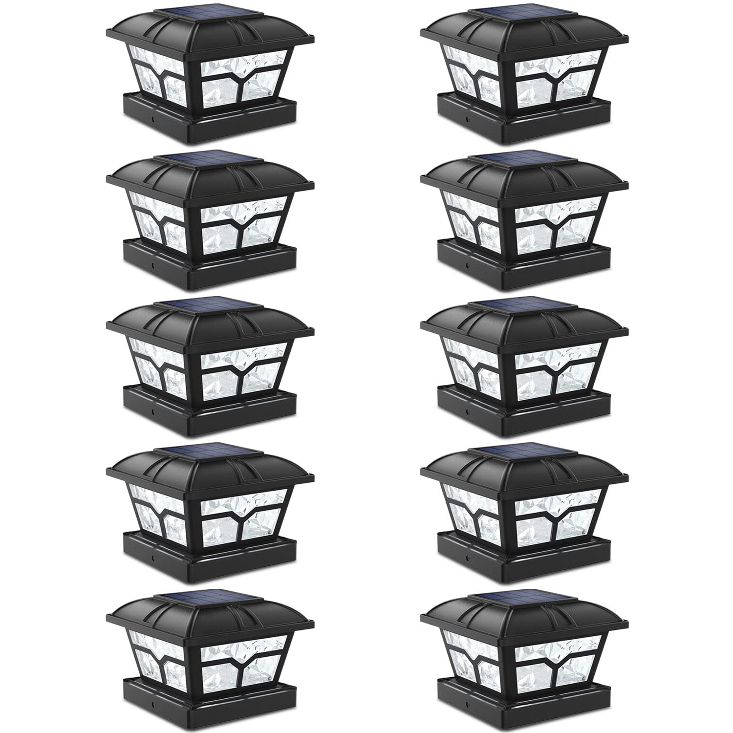 SIEDiNLAR Solar Post Cap Lights Outdoor 2 Color Modes 8 LEDs for 4x4 5x5 6x6 Wooden Vinyl Posts Fence Patio Deck Decoration Warm