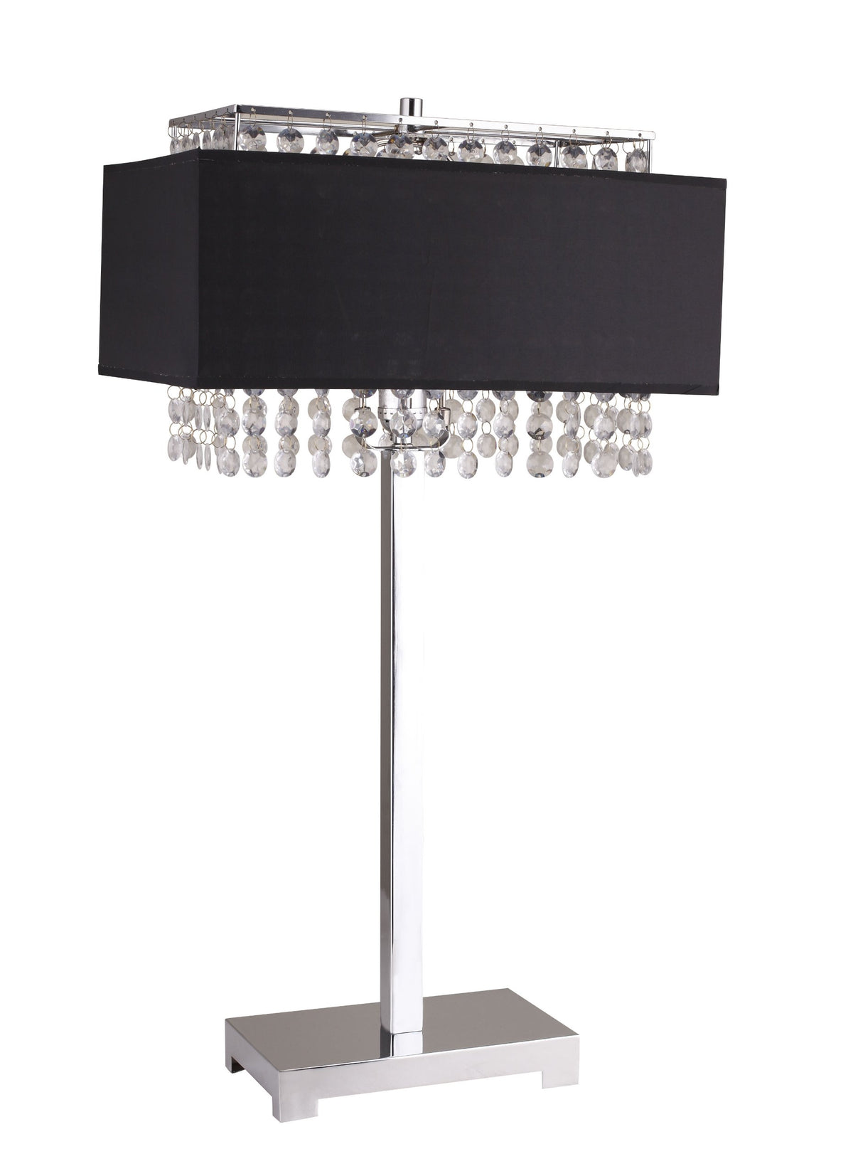 Ore International 28-Inch Square Crystal Table Lamp, Black Metal, 27.5&quot; X 9&quot; X 15&quot;