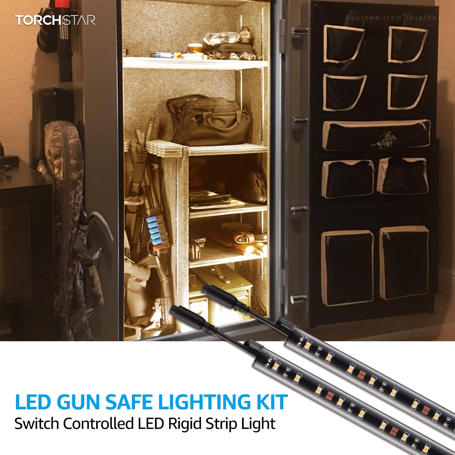 Torchstar Led Safe Lighting Kit, (6) 12 Inch Linkable Light Bars + Rocker Switch + Ul Power Adapter, 900Lm, Input 100-240V, For