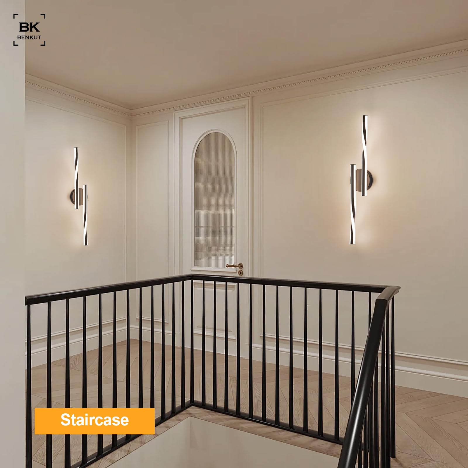 Benkut Modern LED Vanity Light Sconce, Black Metal, Remote Control, 30 Inch, 3000K-6500K - Ideal for Bathroom, Bedroom, Dining, Living Room
