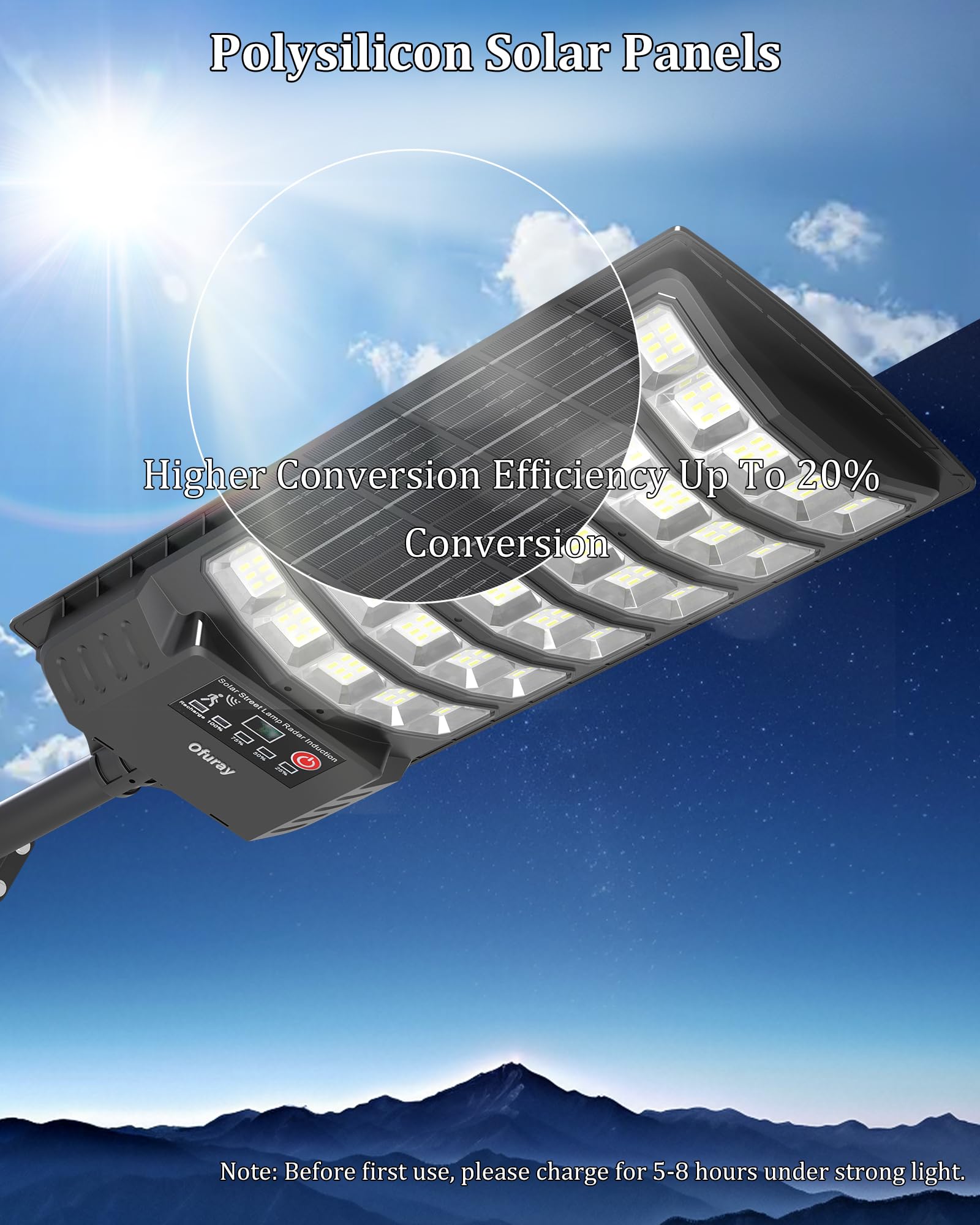 Ofuray Solar Flood Lights Outdoor, 5AH Motion Sensor Dusk to Dawn, 7000K Daylight, OZL-4Pack, Black