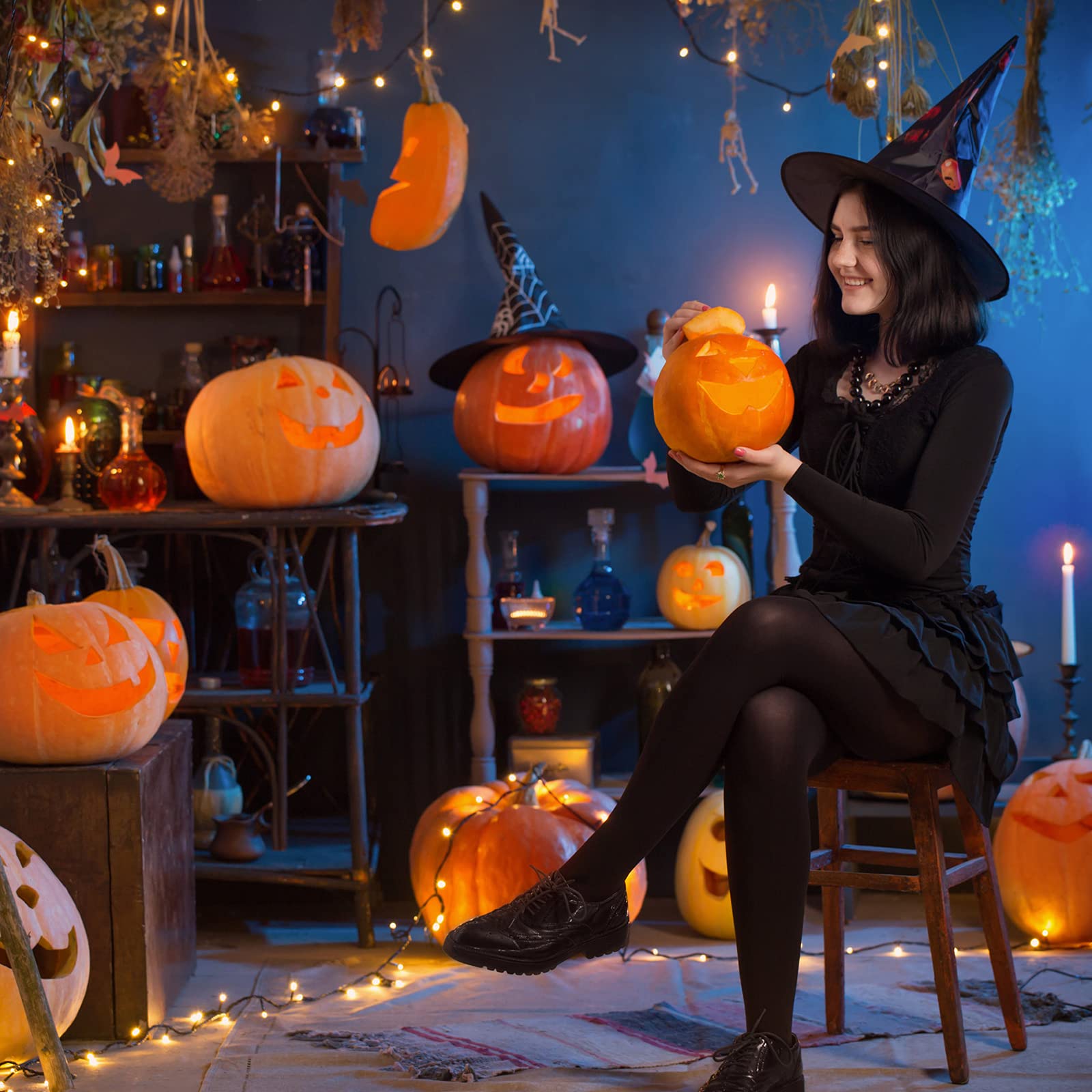 60Count 2.5V Christmas 50/100/150/200 Count Mini Incandescent Wire String Lights Replacement Bulbs Indoor/Outdoor Christmas Lights Decor For Home Xmas Tree (Black Base With Orange, Green, Black Bulb)