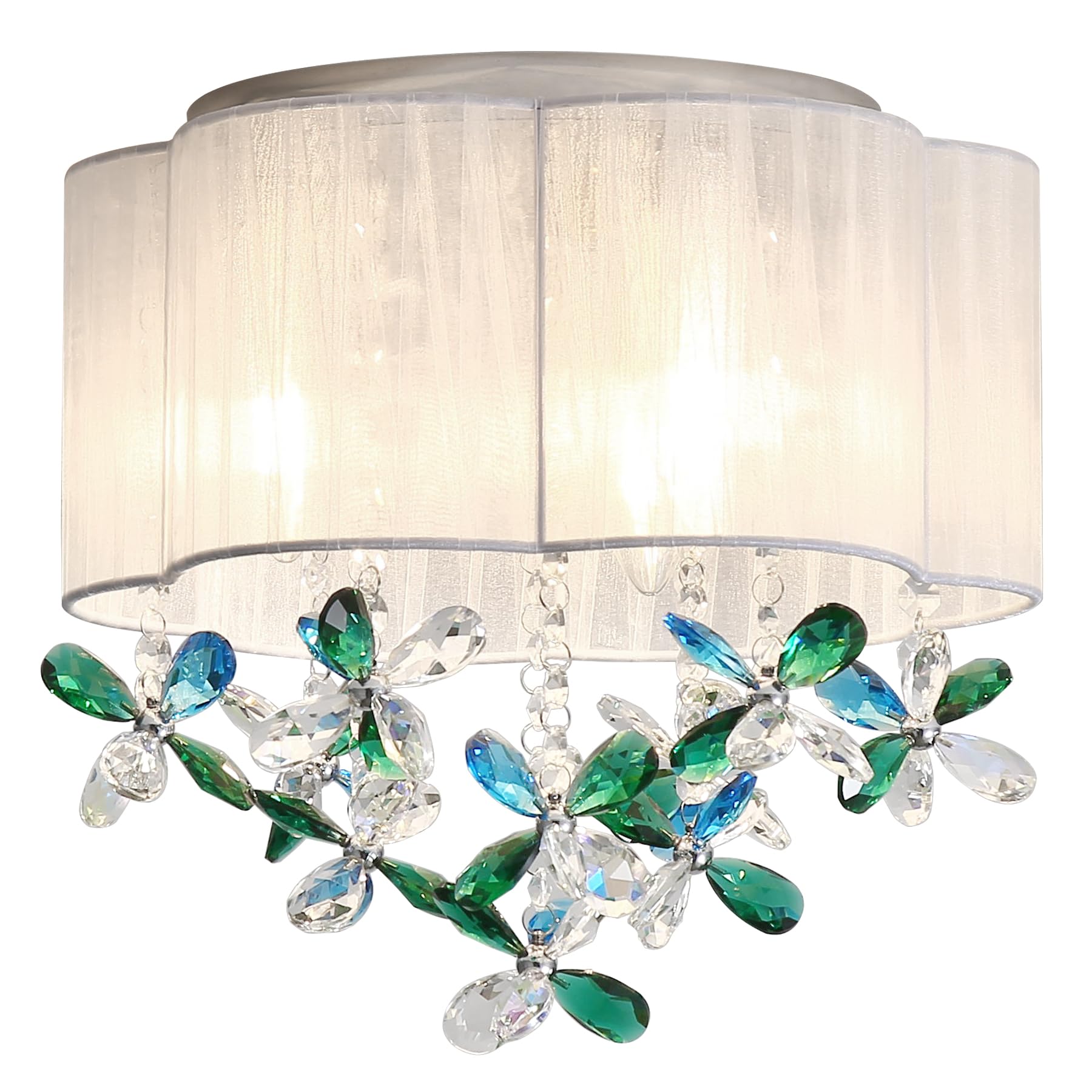 3 Light Mini Chandelier Bedroom Ceiling Light 13'' Small Crystal Chandelier Farmhouse Flush Mount Light With Handmade Flower Lam