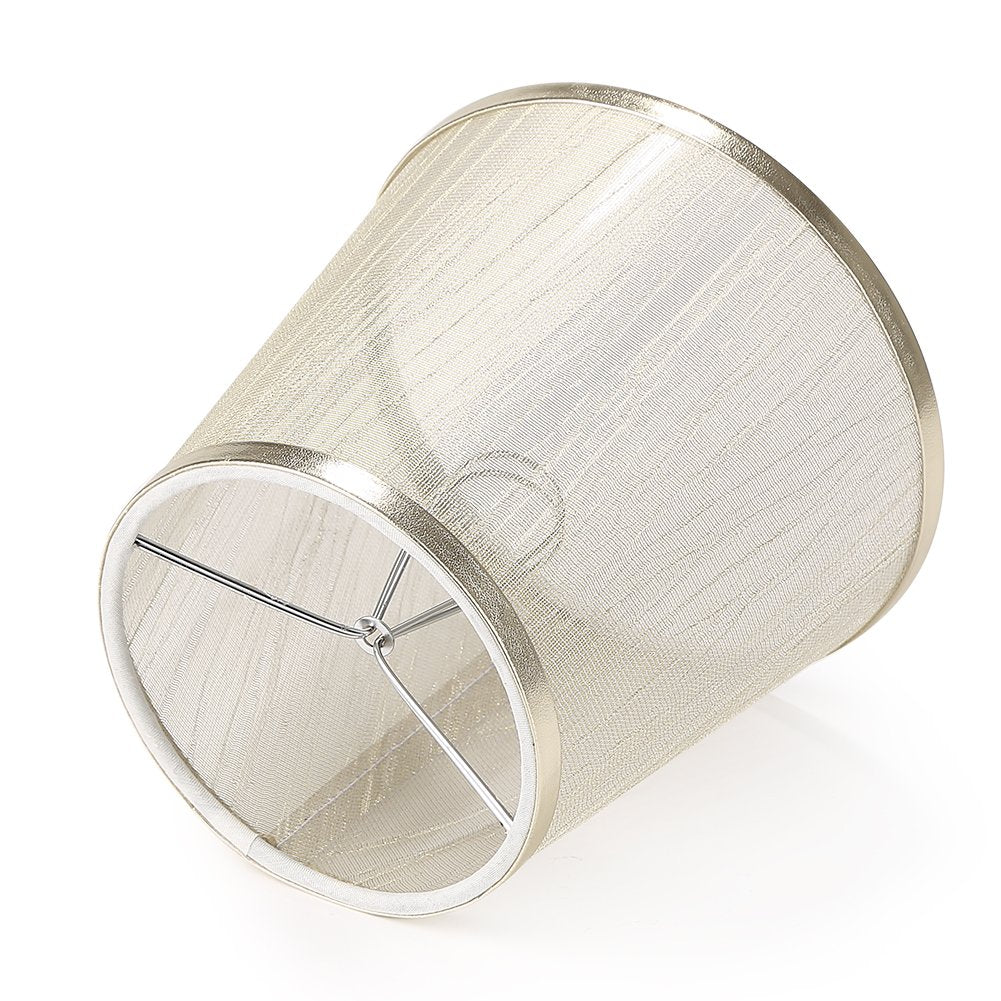 YISUN Crystal Chandelier Mini Lamp Shade Set of 6, 5.5-inch Bell Clip On, Gold Champagne Organza, Model DF-LCZD