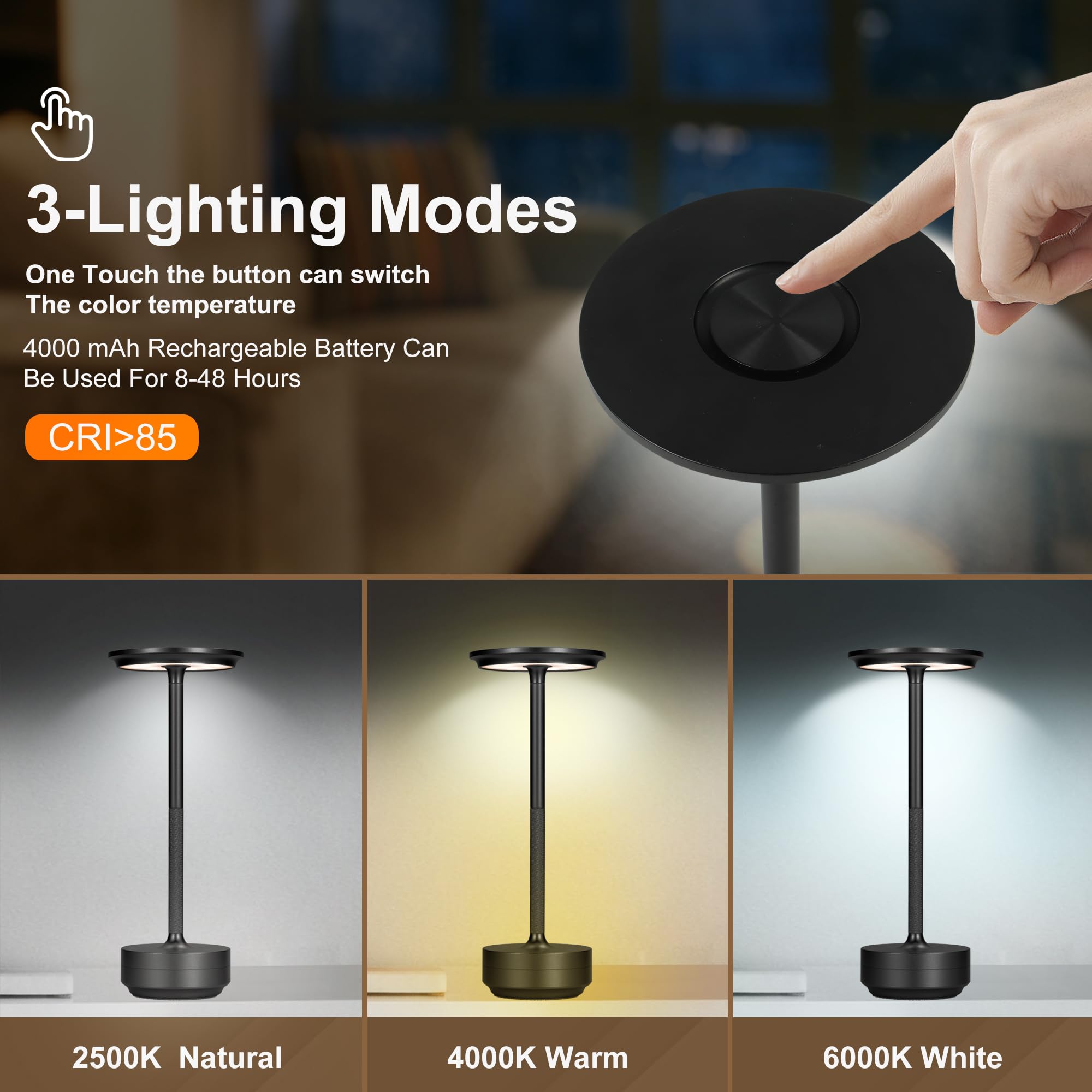 Fdidc Led Cordless Table Lamps - 2 Pack Rechargeable, Portable Touch Lights For Home & Outdoor
