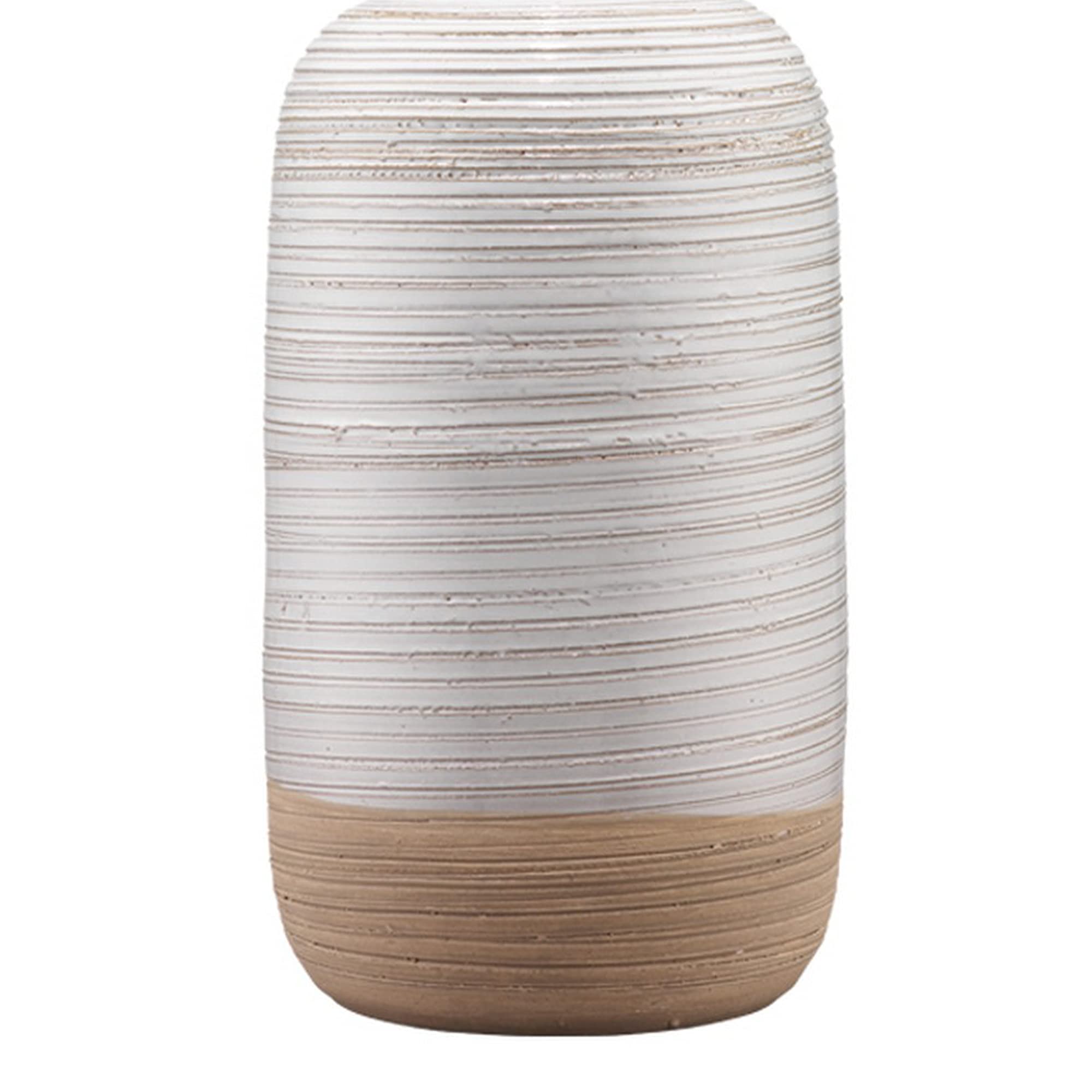 Benjara Table Lamp With Brushed Ceramic Body And Fabric Shade, Cream