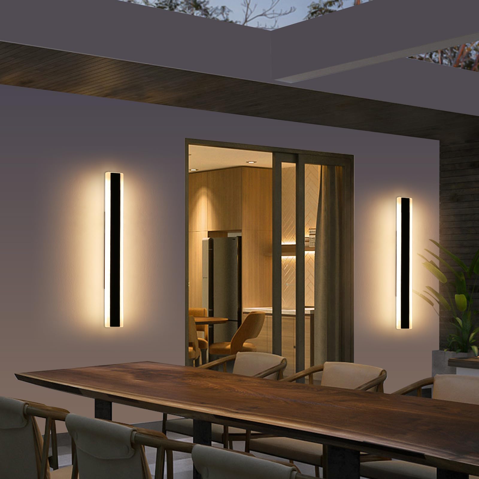 Mikeru 2Pack 31.4Inch Outdoor Wall Light Fixtures  10%-100% Dimmable Outdoor Wall Lights Exterior Front Porch Light 3000-6000K Wall Mounted Led Lighting For Basement  Shop Garage Lighting