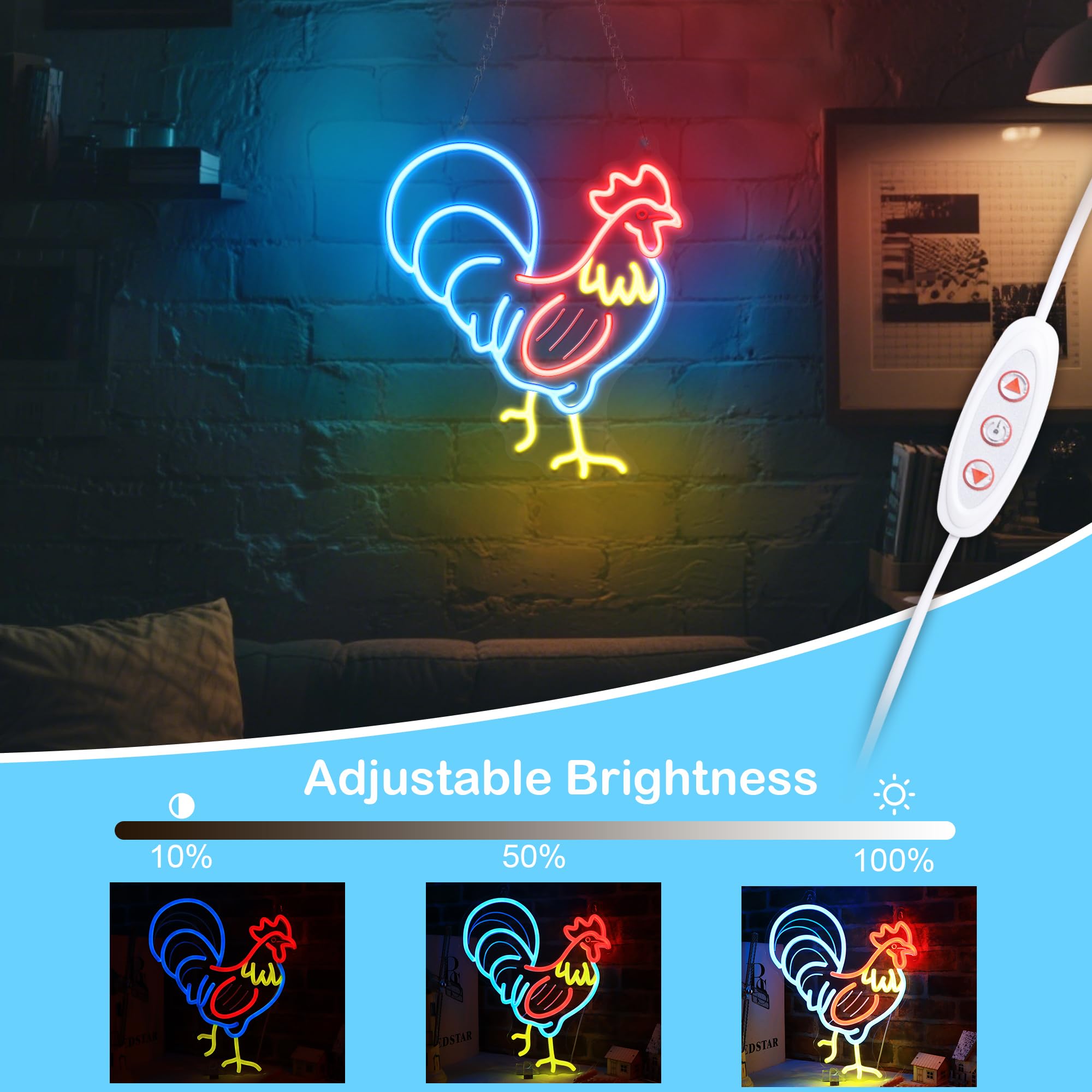 nite Rooster Neon Sign  Led Neon Lights For Room Wall Table Decor Art  Home Party Birthday Holiday Gift For Kids Teens mature-themeds