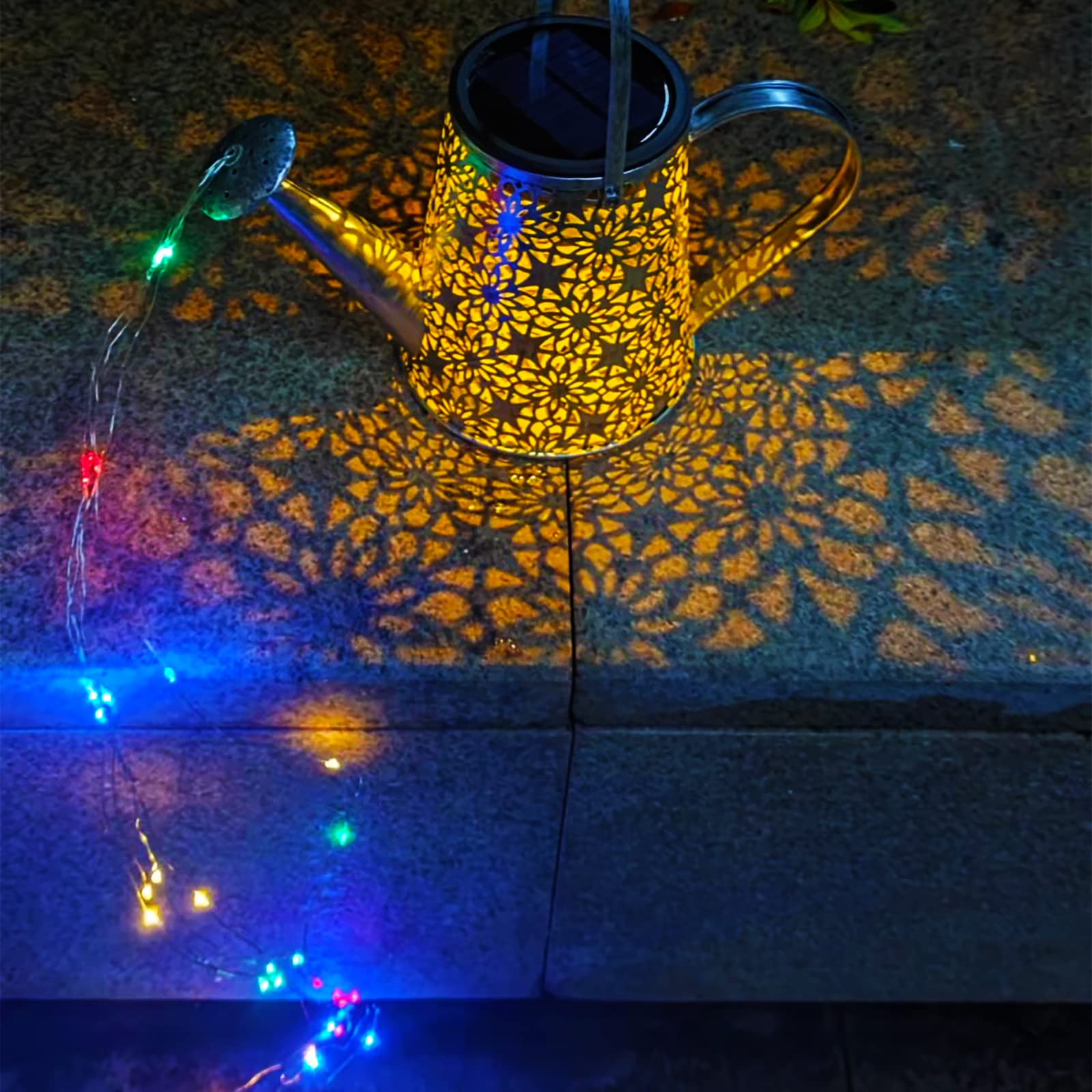 Vookry Solar Watering Can Lights, Waterproof Multicolor Metal Lantern, 1 Pack For Patio, Yard, Garden Decor