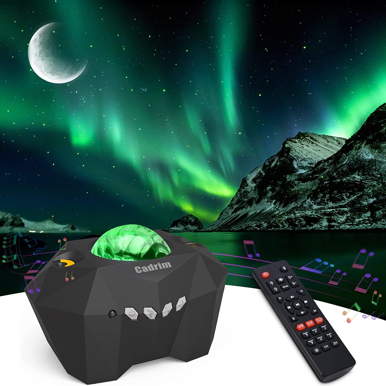 Cadrim Star Projector Aurora with Bluetooth Speaker, Remote, Black, Model AC6923