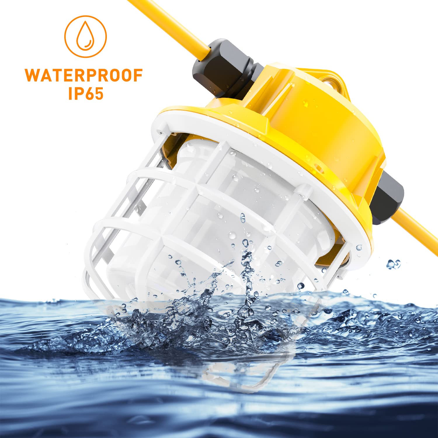 50Ft Led Construction String Lights, 75W 7500Lm Industrial Grade Super Bright String Work Lights For Construction Sites, Tempora