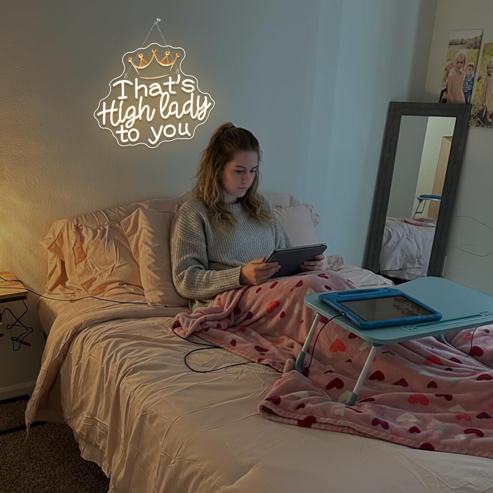 Women Neon Sign Thats High Lady To You Neon Signs For Wall Decor Girl Led Lights Warm White Crown Light Up For Living Room Bedroom Party Girly Room Beauty Salon Makeup Decoration Girls Gifts