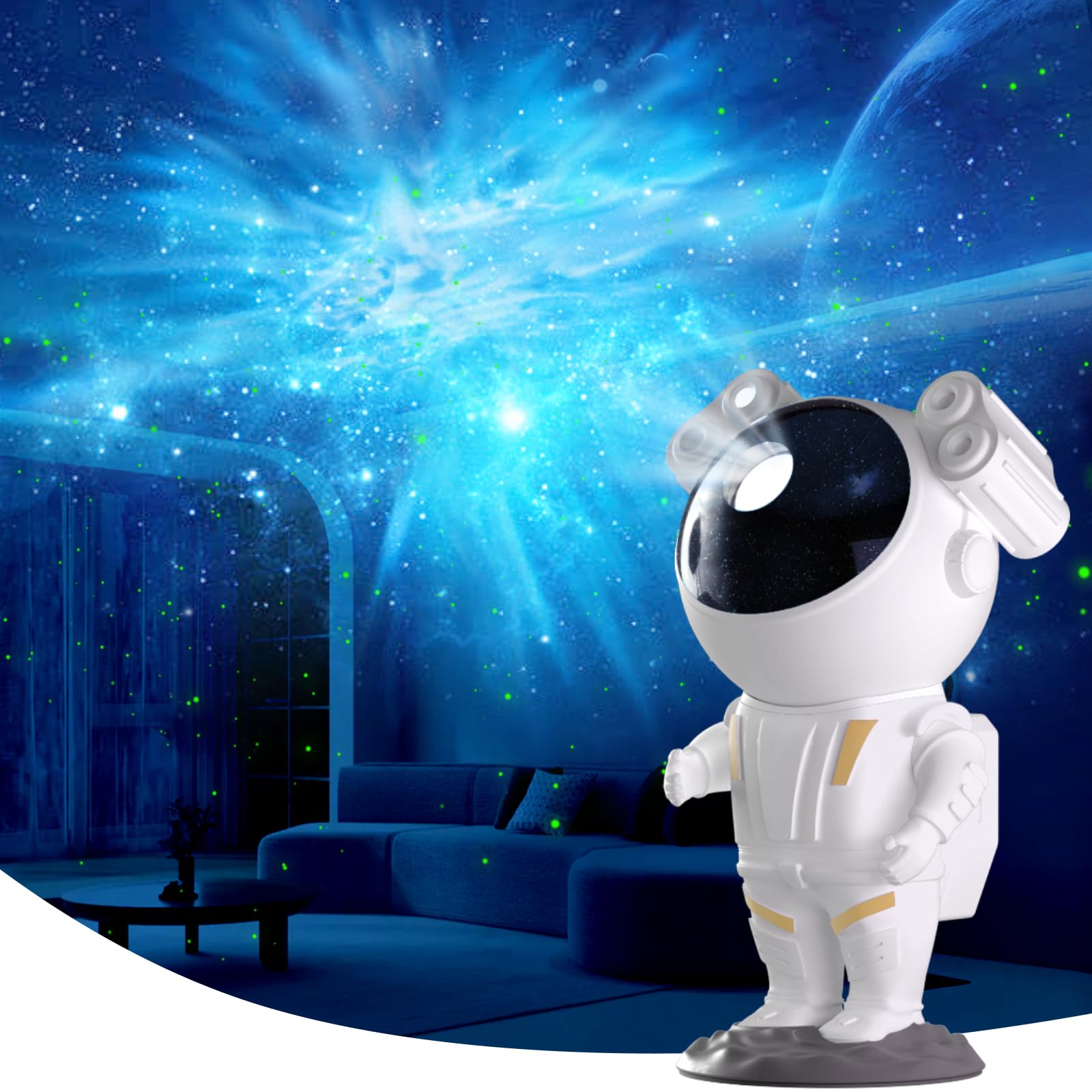 Kathluce Galaxy Projector - Astronaut Nebula Night Light, Remote Control & 360° Rotation, Silver
