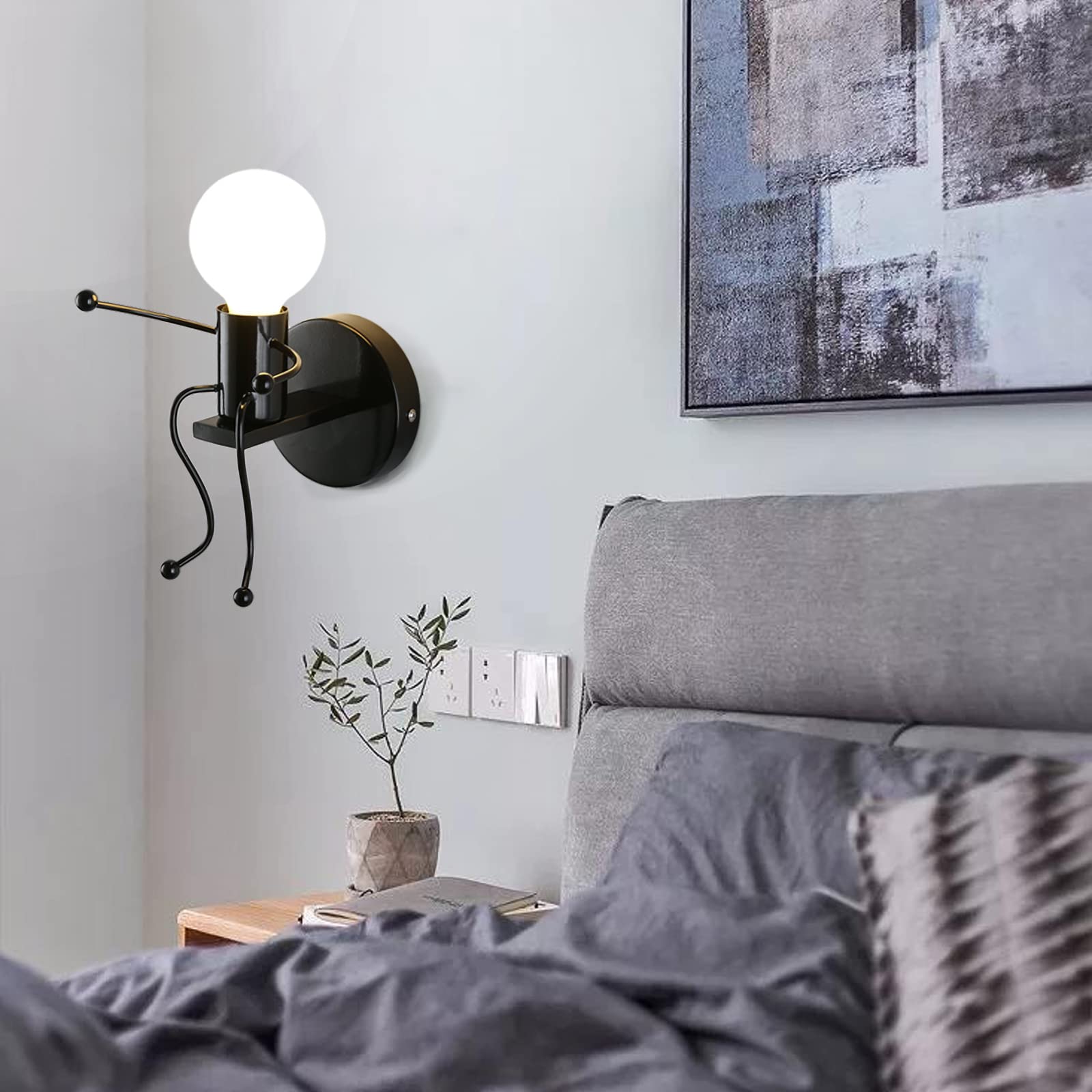 SOUTHPO Mini Wall Light Fixture Baking Paint Creative Little People Wall Lamps Bedroom Decoration Metal Bedside Lamp Modern Chil