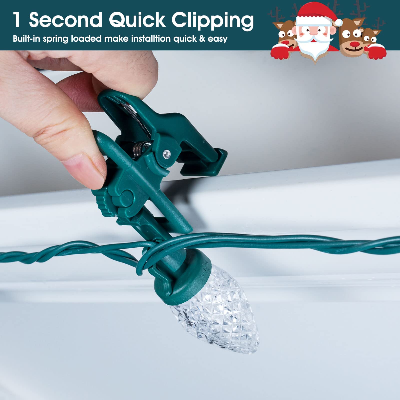 2Pack C9 Led Christmas Lights With 100 Spring Clips, Total 100Ft 100 Led Waterproof Strawberry String Lights, Commercial Grade Extendable Perfect For Roofline Patio House Xmas Decor, Red & Warm White