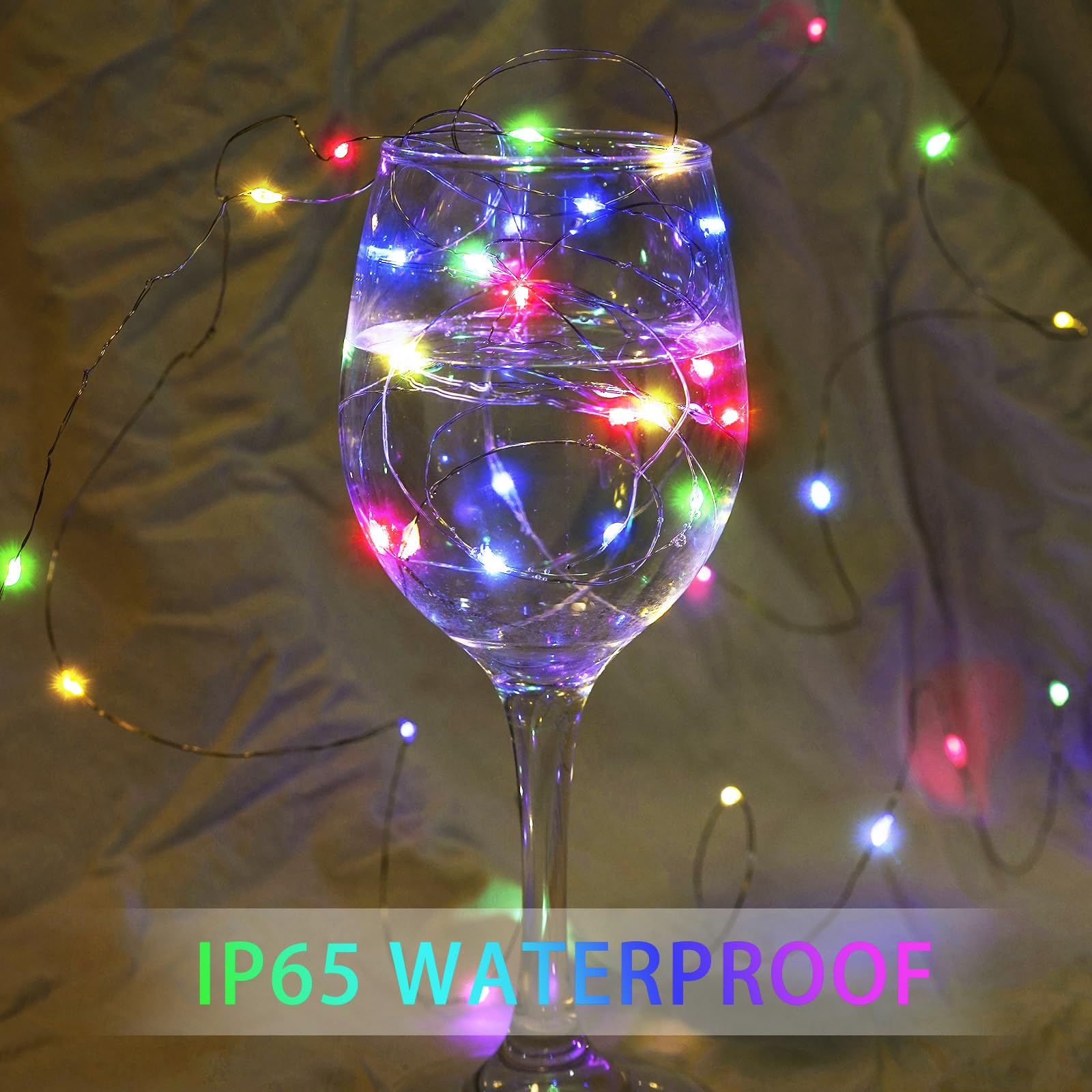 chzk Fairy Lights 20 LED Twinkle String Lights 7Ft Battery Operated Waterproof Multicolor A01-Mini 50 Pack