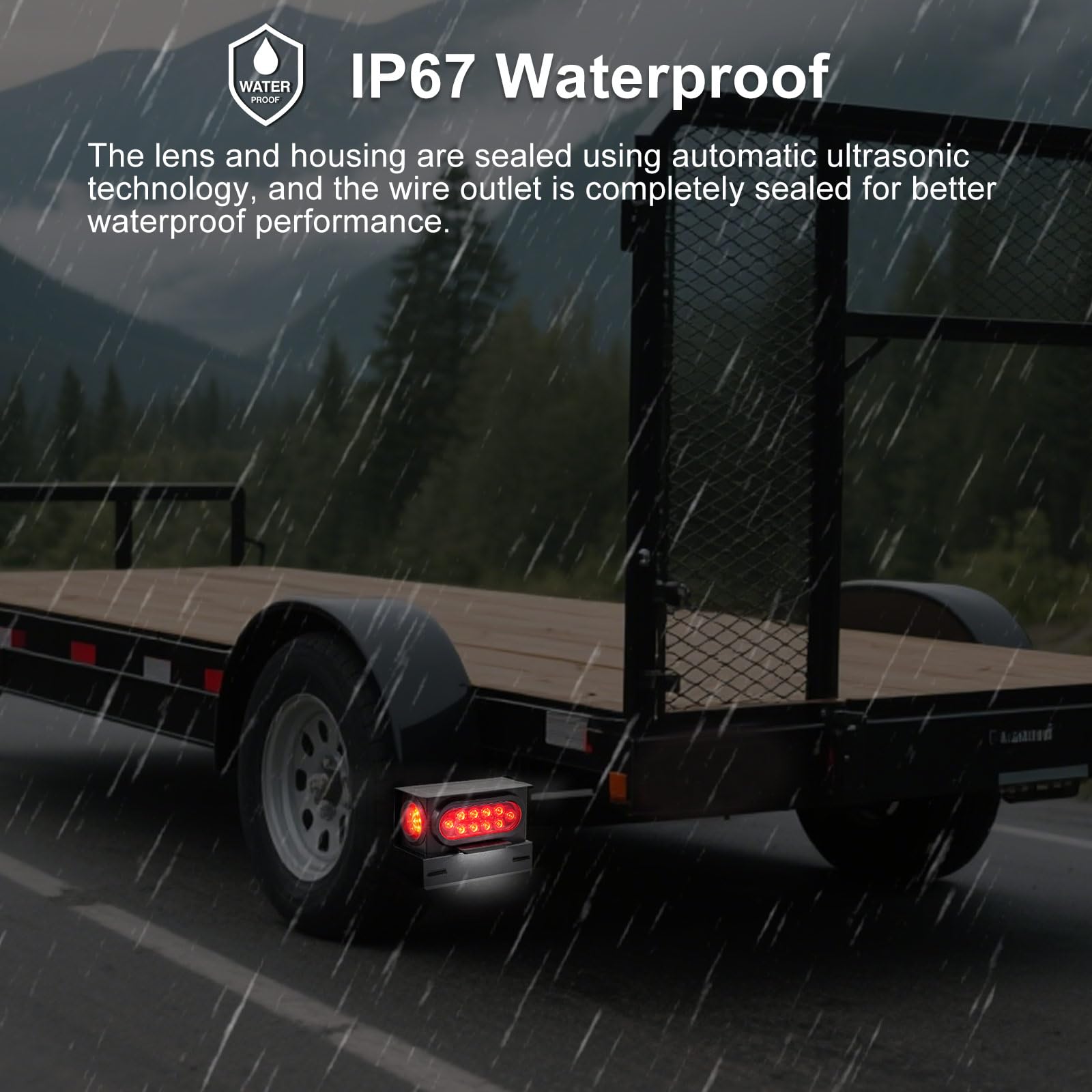 PVerandio 2PCS Steel Trailer Light Kit with 6in Oval Red LED Tail Lights, 2in Round 4 LED Side Marker, 6 LED License Plate, Red