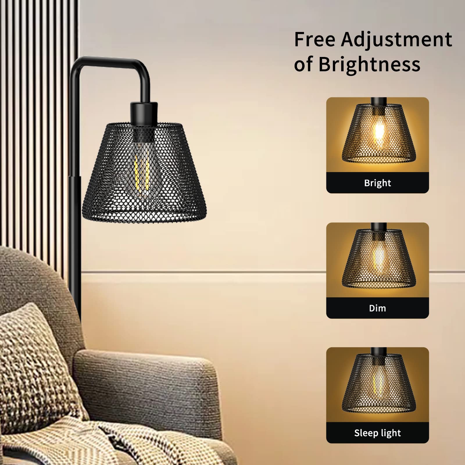 Pazarfami Floor Lamp With Table, Side Table With Usb Charging Port And Outlet, End Table With Floor Light For Living Room, Bedroom, Guest Room, Bulb Included (Black-2 Pack)