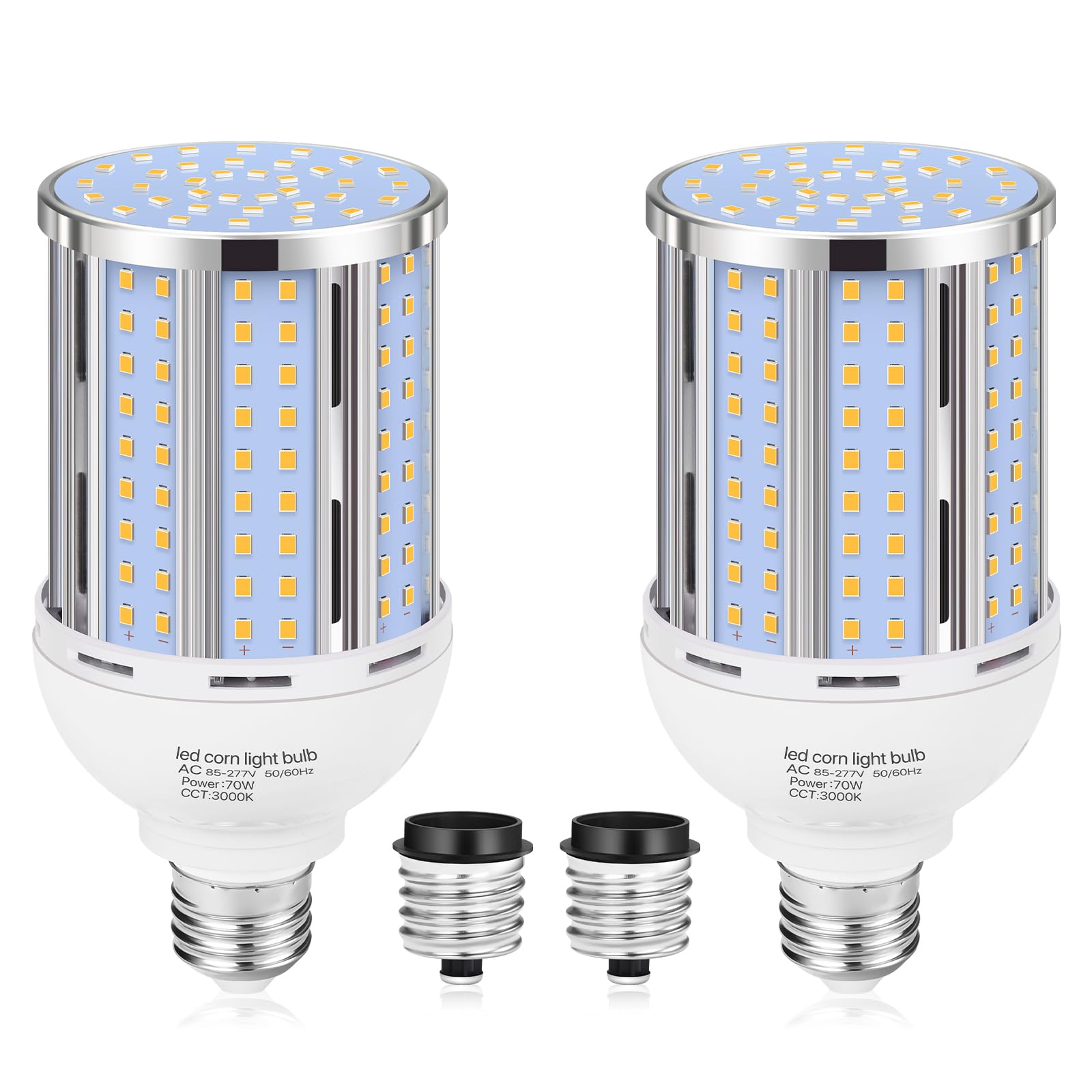 70W Led Corn Light Bulb(2 Pack),(700 Watt Equivalent) Fanless E26/E39 Medium/Large Mogul Base Led Cob Lamp 3000K Warm White 8,80