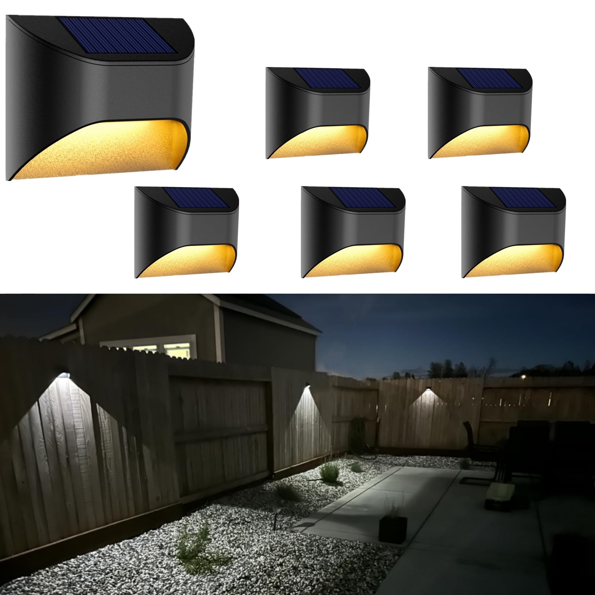 VWCYL+ Solar Fence Lights,Deck Lights,Step Lights & Stair Lights,Warm White/Daylight/Cool White Options for Yard Garden Deck Sta