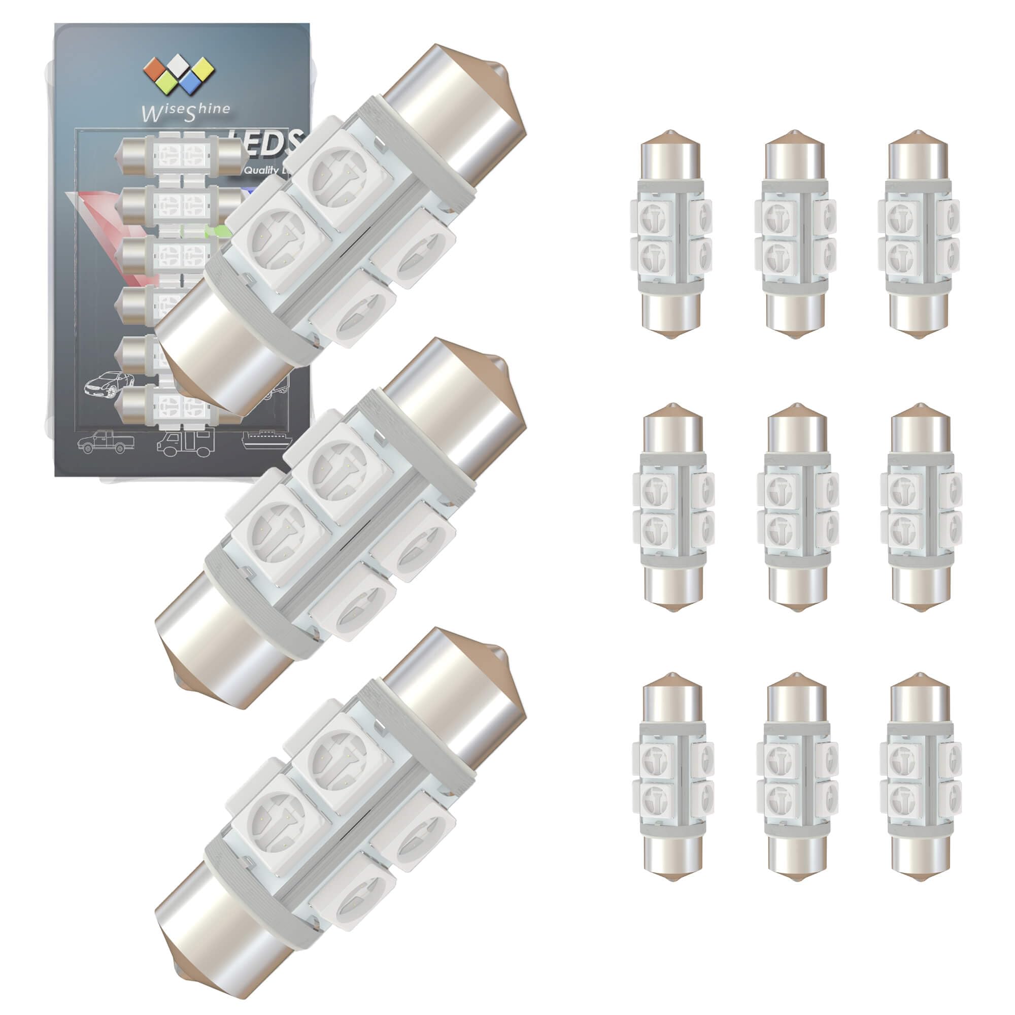 Wiseshine DC 12V 31mm DE3175 LED Festoon Bulb DE3022 6428 7065 LED Bulbs Green for Automotive Interior Door Cargo Lights (Pack 1