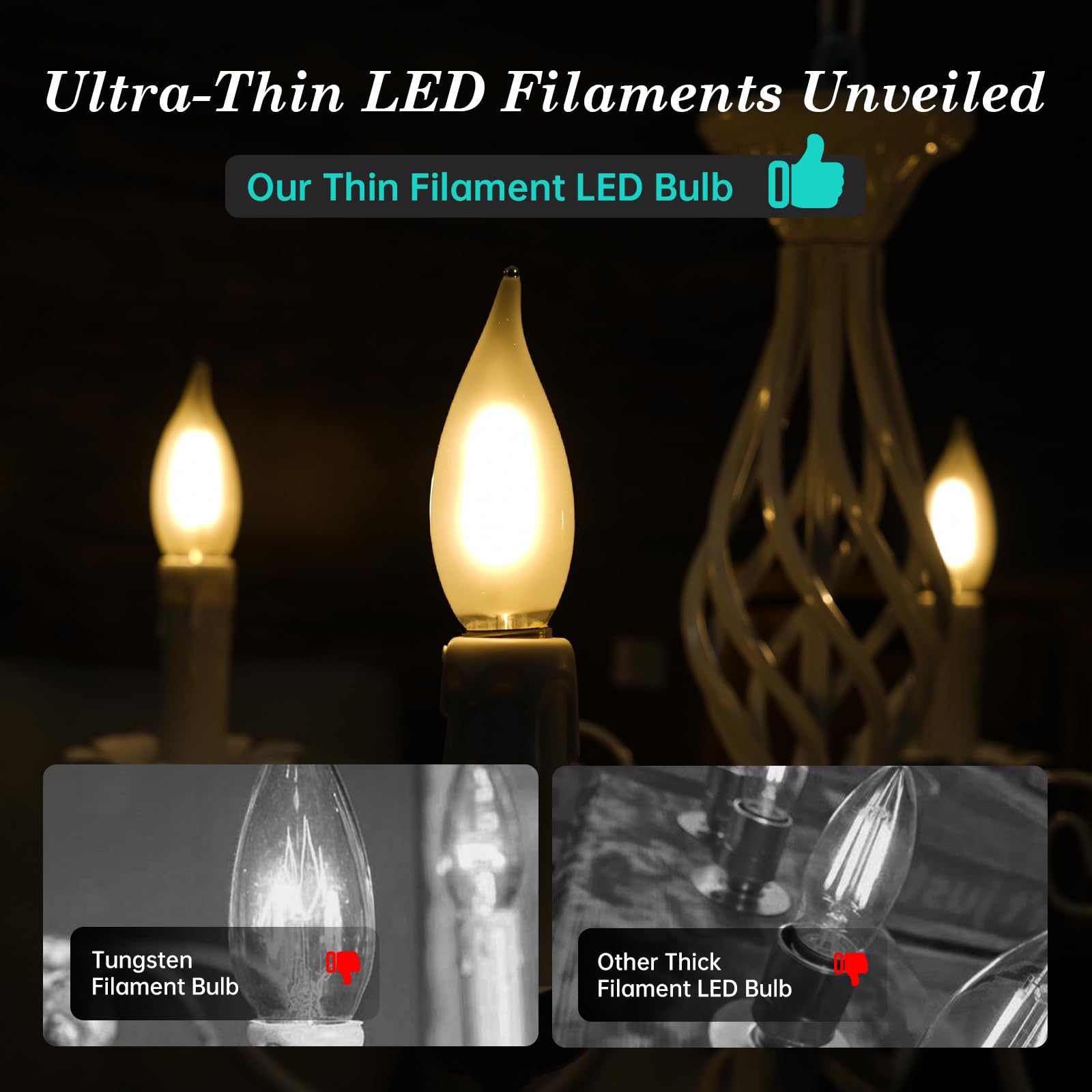 Amdtu E12 25 Watt Equivalent Frosted Small Base Led Bulb Candelabra Candle Ca10 Dimmable Ideal Chandelier Light For Dining Rooms