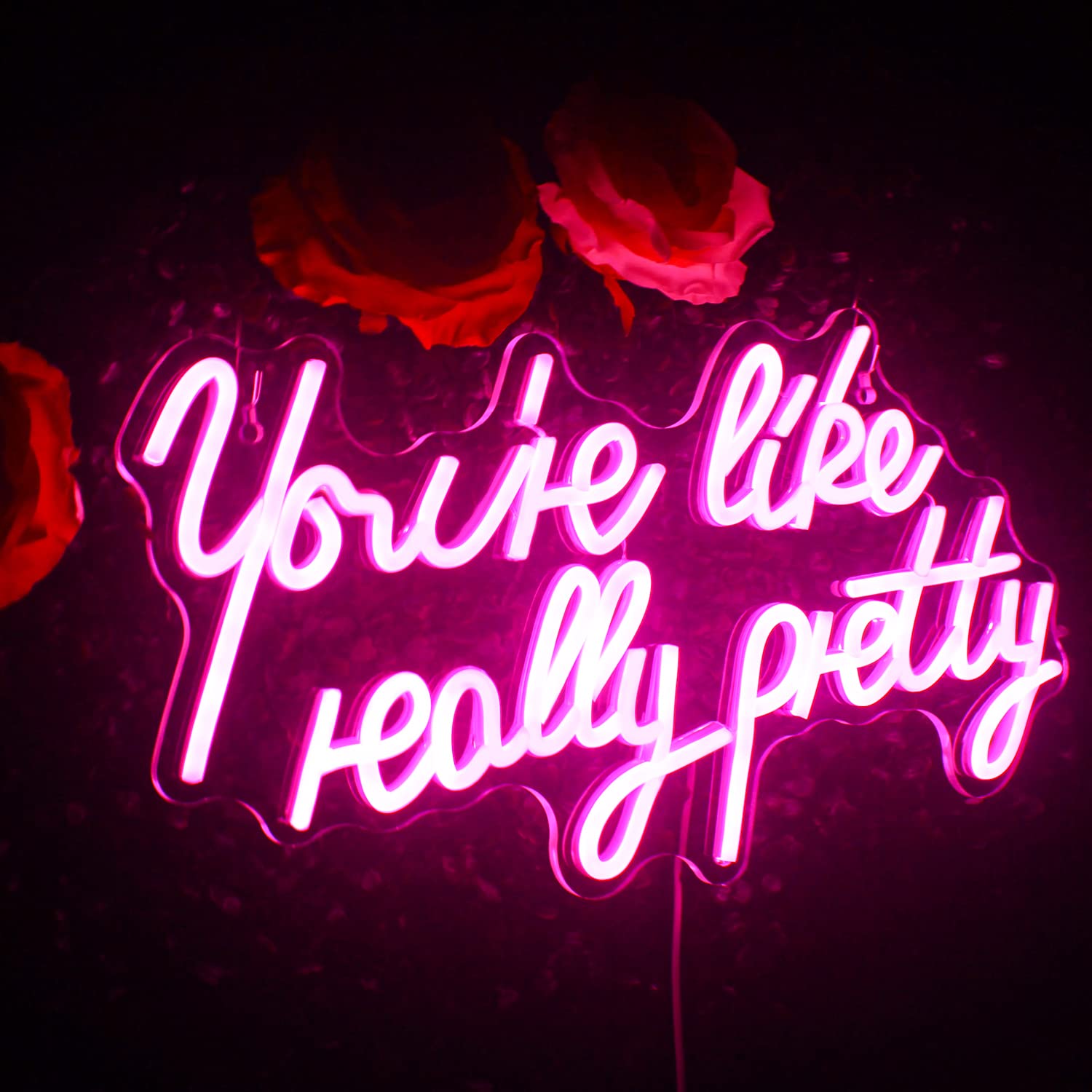 LUCUNSTAR Neon Sign LED Light for Wall Decor, Dimmable, USB, 8.9inx16.5in, Pink
