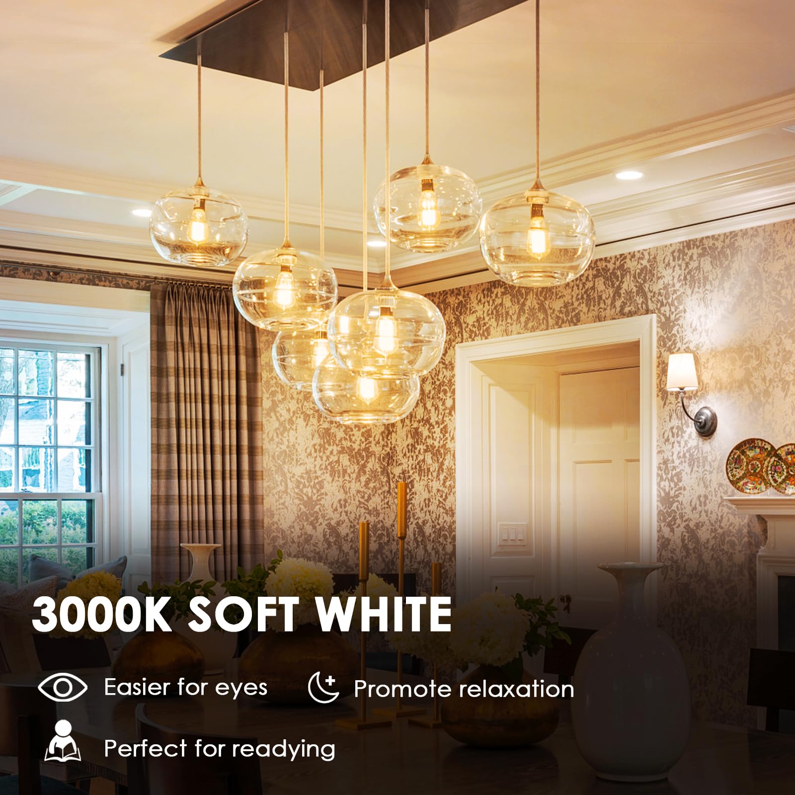 Qingmiao Dimmable Led Edison Bulbs, St64 E26 Base Led Light Bulbs, 6W, 3000K Soft White, Vintage Clear Glass Led Filament Bulb F