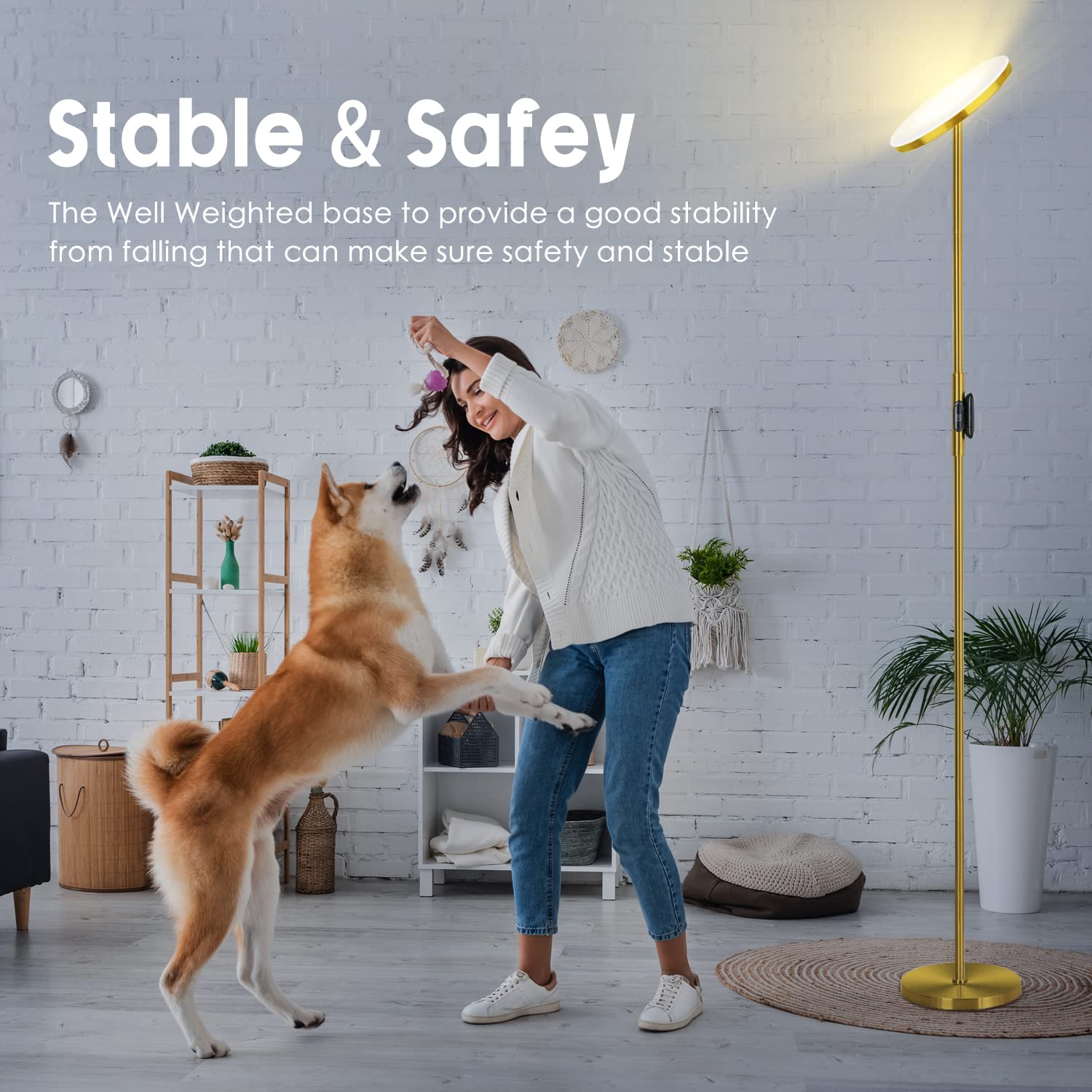 Joofo Floor Lamp,30W/2400Lm Sky Led Modern Torchiere 3 Color Temperatures Super Bright Floor Lamps-Tall Standing Pole Light With