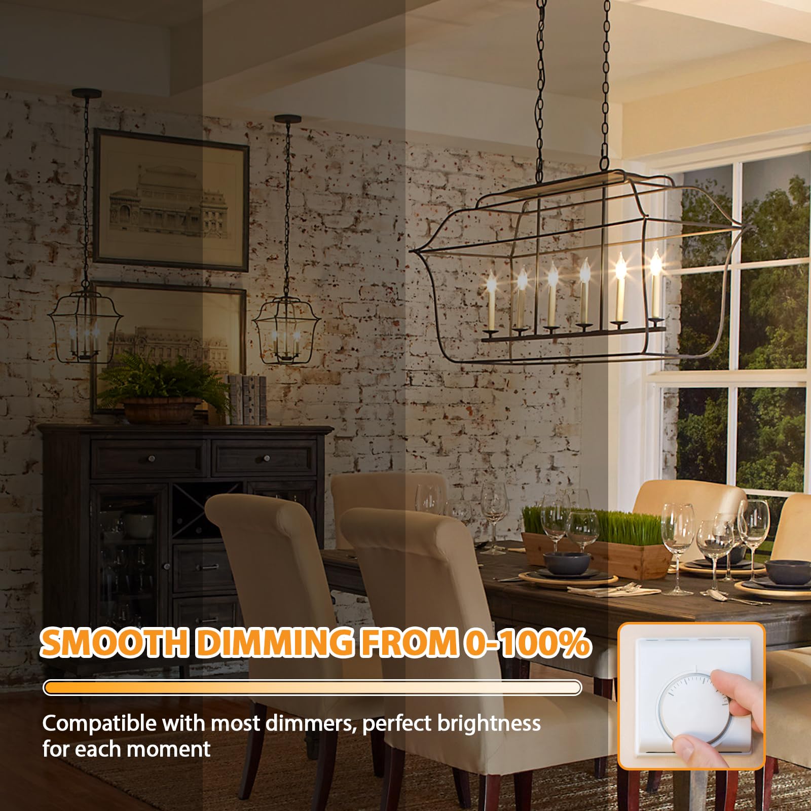 Gobright E12 Led Candelabra Bulbs 60 Watt Equivalent, 2700K Soft Warm White Dimmable Chandelier Light Bulbs, 6W 630Lm Flame Tip