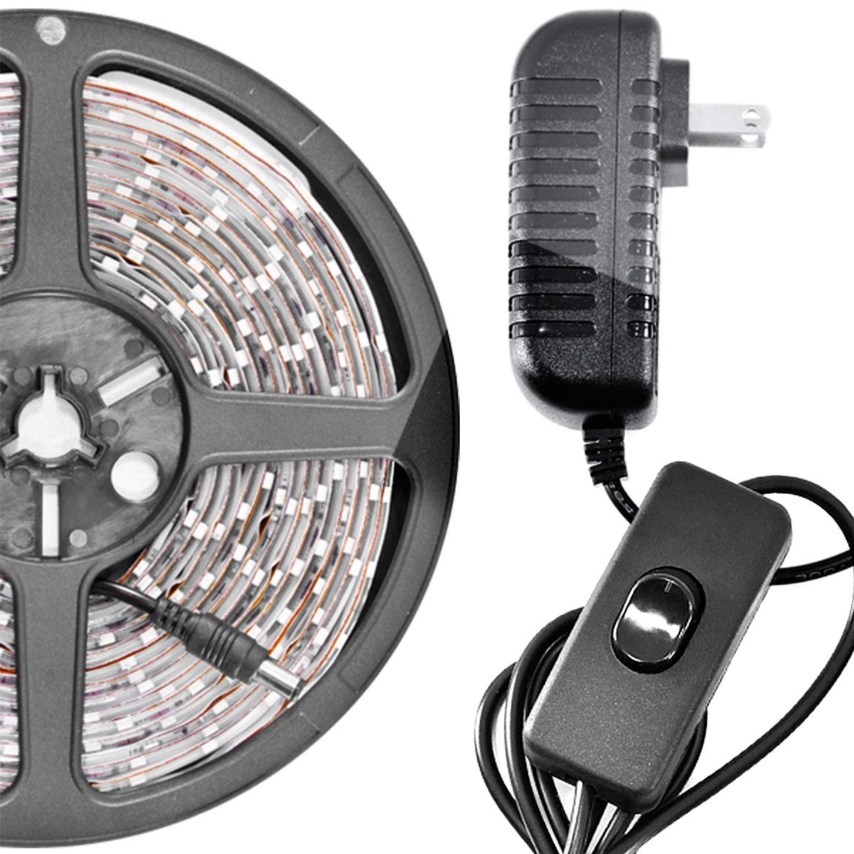 Biltek LK-SC-72 White On/Off Switch Control Kit (6' Feet Cool 114 LEDs Light Smd3528 110V Plug)