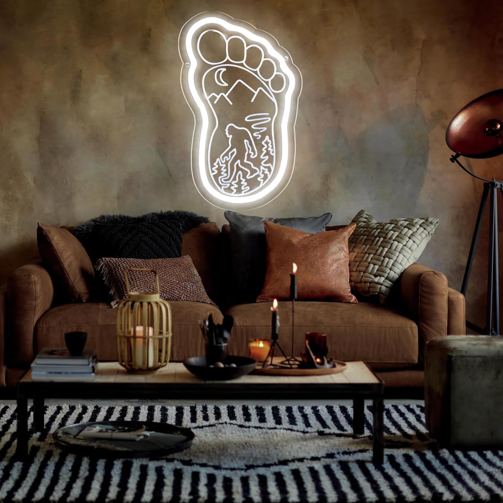 Pinlangdou White Sasquatch Neon Sign Bigfoot Mountain Forest Neon Light For Bedroom Hallway Garage Home Wall Decor Man Cave ChildrenS Room For Birthday Party Gifts For Fans Friends Kids