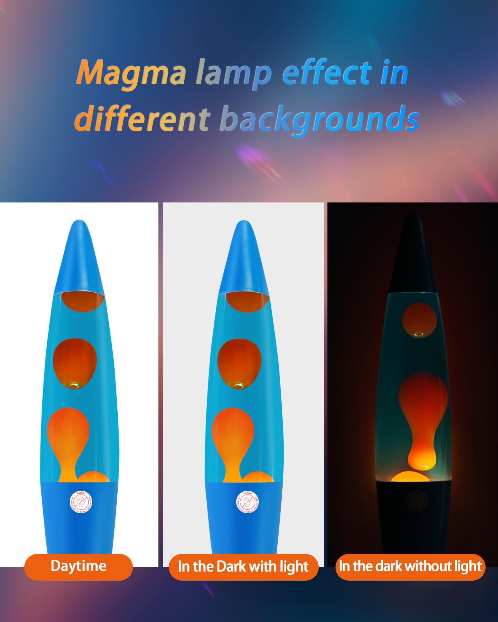 Vanful Orange Liquid Motion Lamp 16 Inches for Adults and Kids, Blue Base Magma Lamp Set The Mood for Home Living Room Office Be