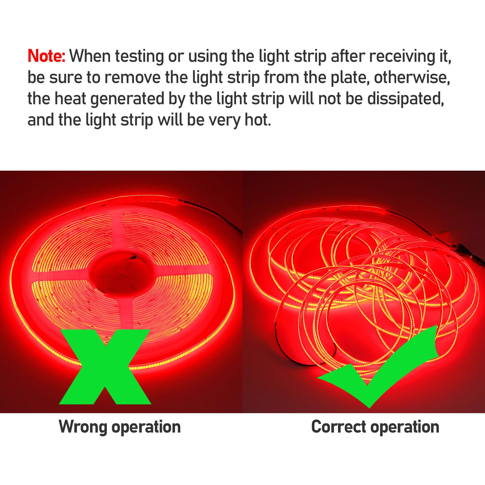Kxzm 32.8Ft/10M 24V Red Cob Led Strip Light 3840Leds Uniform Glow Dotless Ip20 Not Waterproof Flexible Led Tape Lights For Diy C