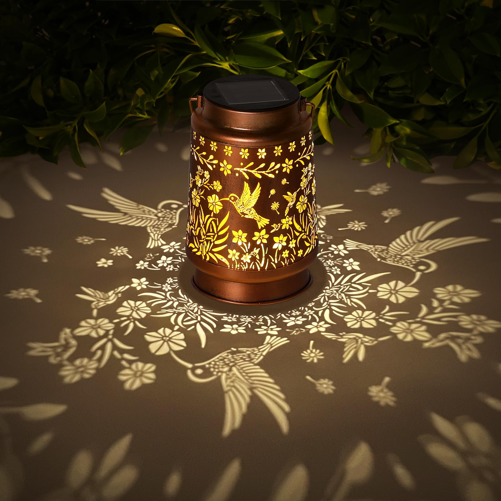 Kaakuuki Hummingbird Solar Lanterns LED Garden Light, Waterproof, Bronze Color, Model HW10 for Outdoor Decor