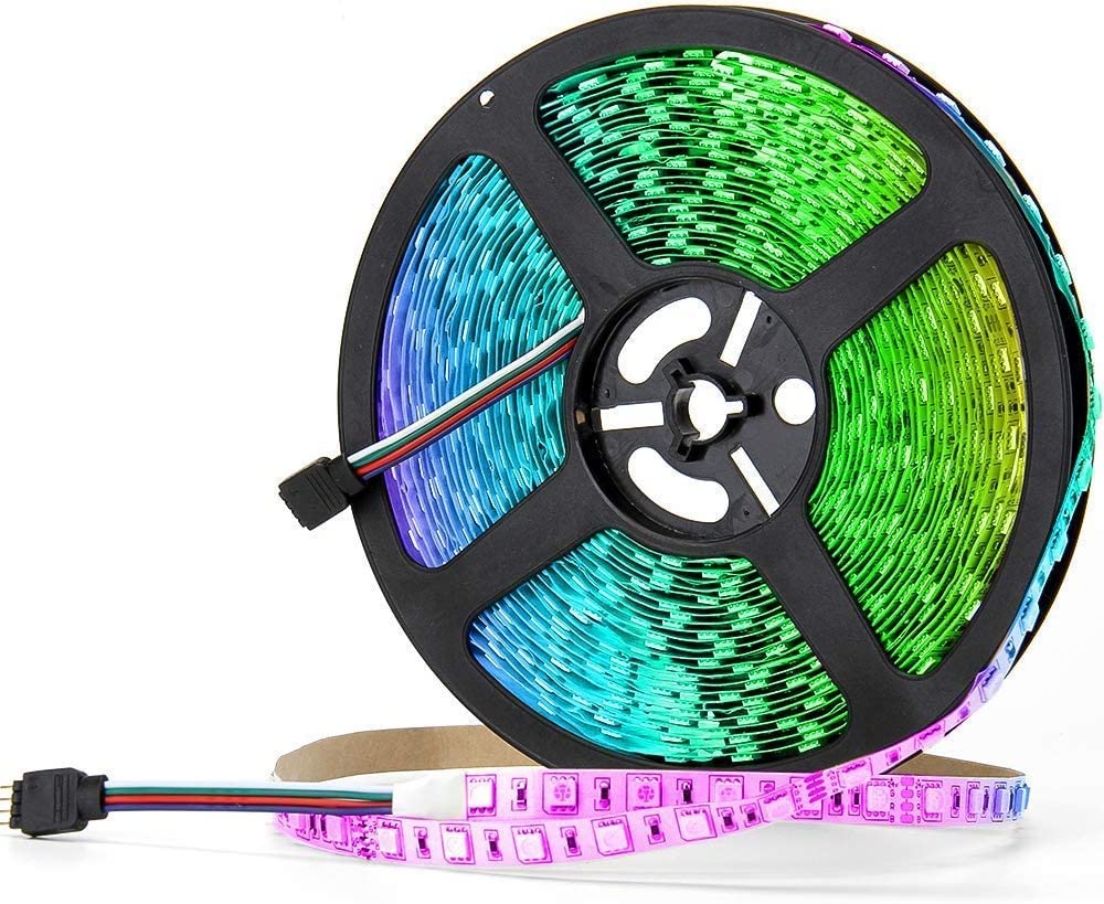 SUPERNIGHT 32.8 FT RGB LED Light Band  10M 600leds Multi-Color DC 24V Rope Lighting Non-Waterproof Decorate Bedroom TV Backlighting Car Party (Only Light Band)
