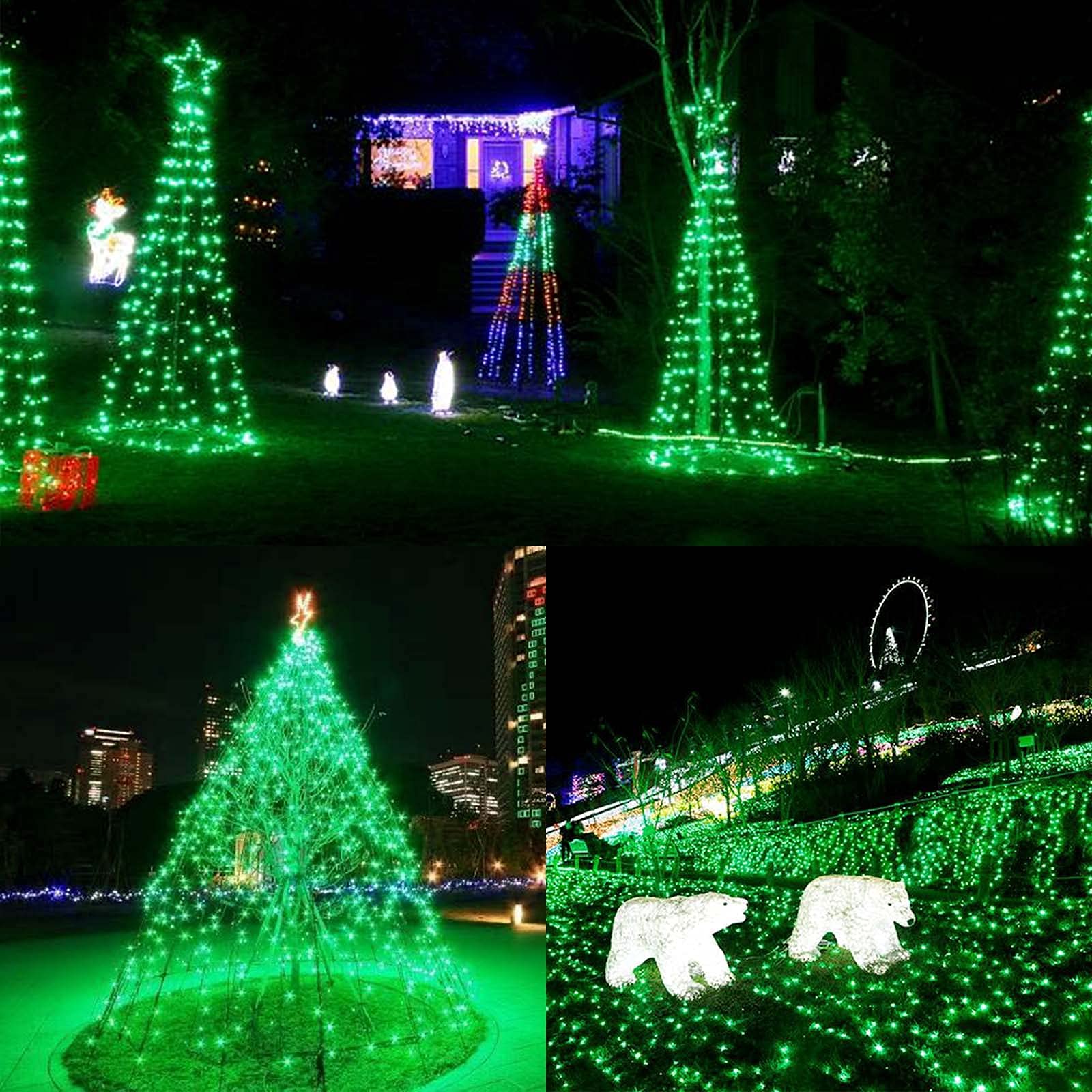 YIQU 200 LED Christmas String Lights, Green Wire, 8 Modes, Indoor/Outdoor, Model MLS-D29V6WUC-O