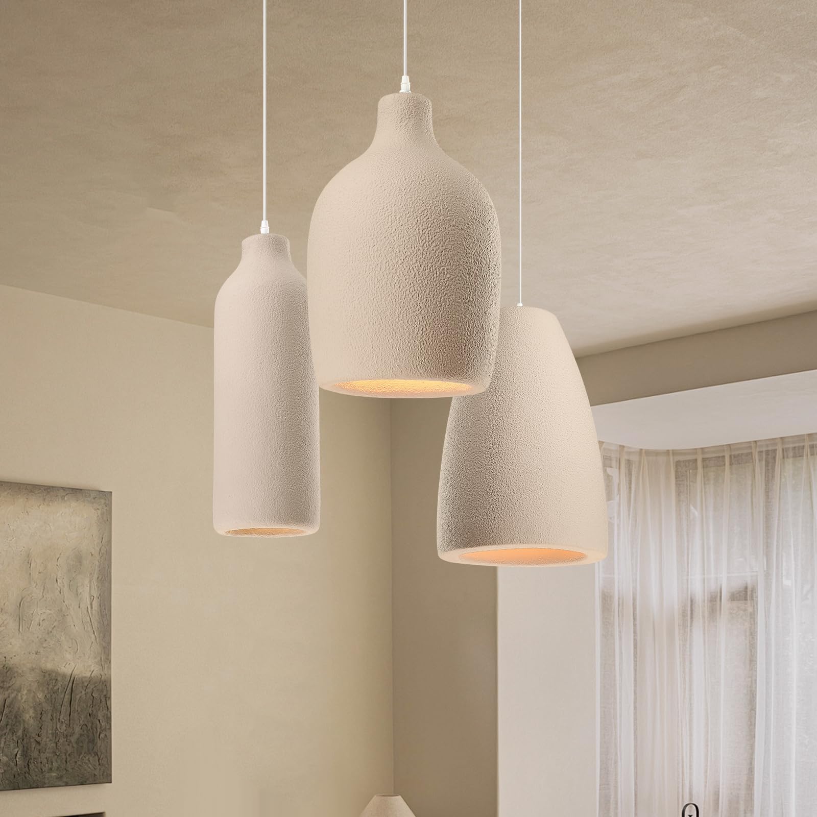 JAYMP Wabi Sabi Pendant Light E26 Base Polystyrene Light Brown D26×H46cm Model GB7499