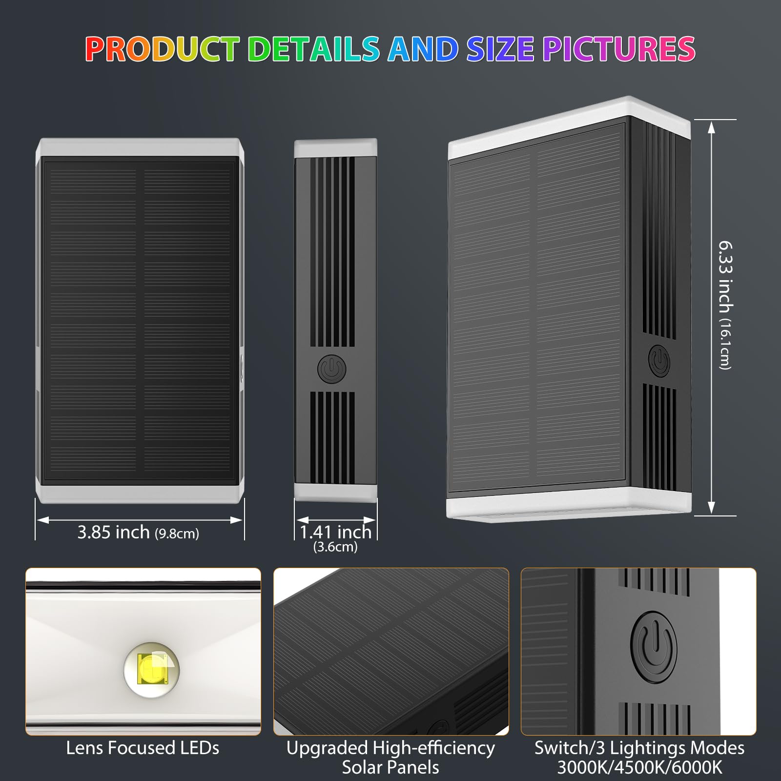 Solar Lights Outdoor 8 Lighting Modes Dusk To Dawn Lighting Wall Sconce Ip67 Waterproof Up And Down Solar Wall Light Front Door Light For House  Garage  Porch Doorway Fence Festival Decor (6 Pack)