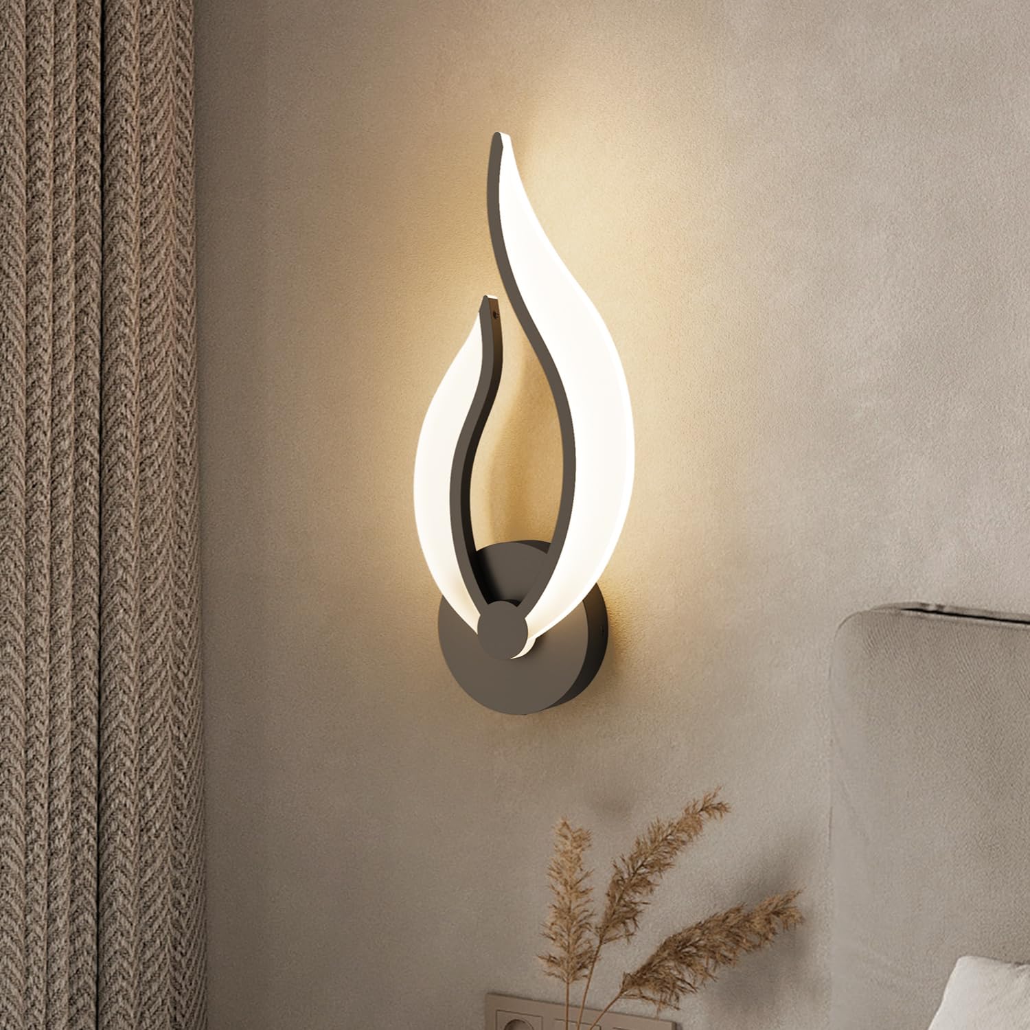 Pasoar Hard-Wired 2-Pack LED Wall Sconce Set, Black Dimmable, Warm White Light, 3000K, Ideal for Living Room, Bedroom, Hallway